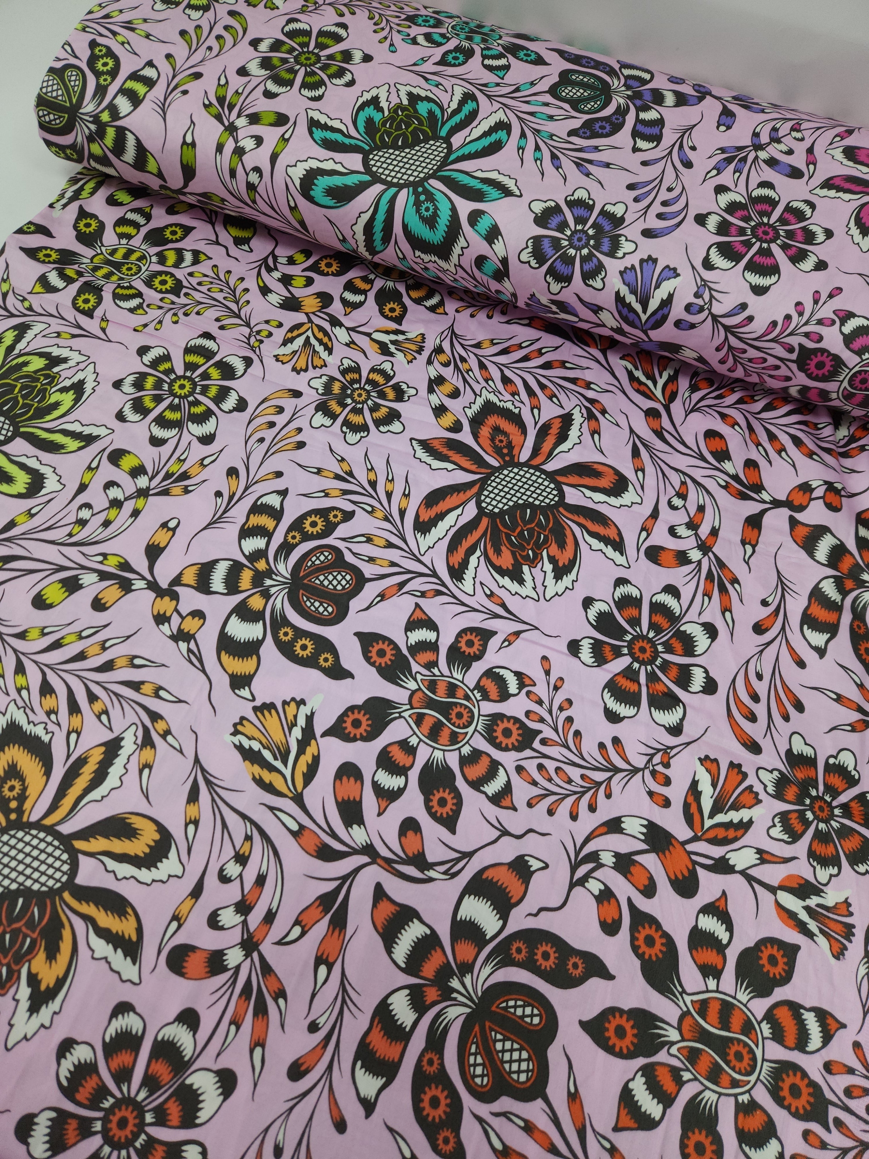 Lilac Pink Free Spirit Floral Cotton Sateen 108" - Tula Pink *EXTRA WIDE*