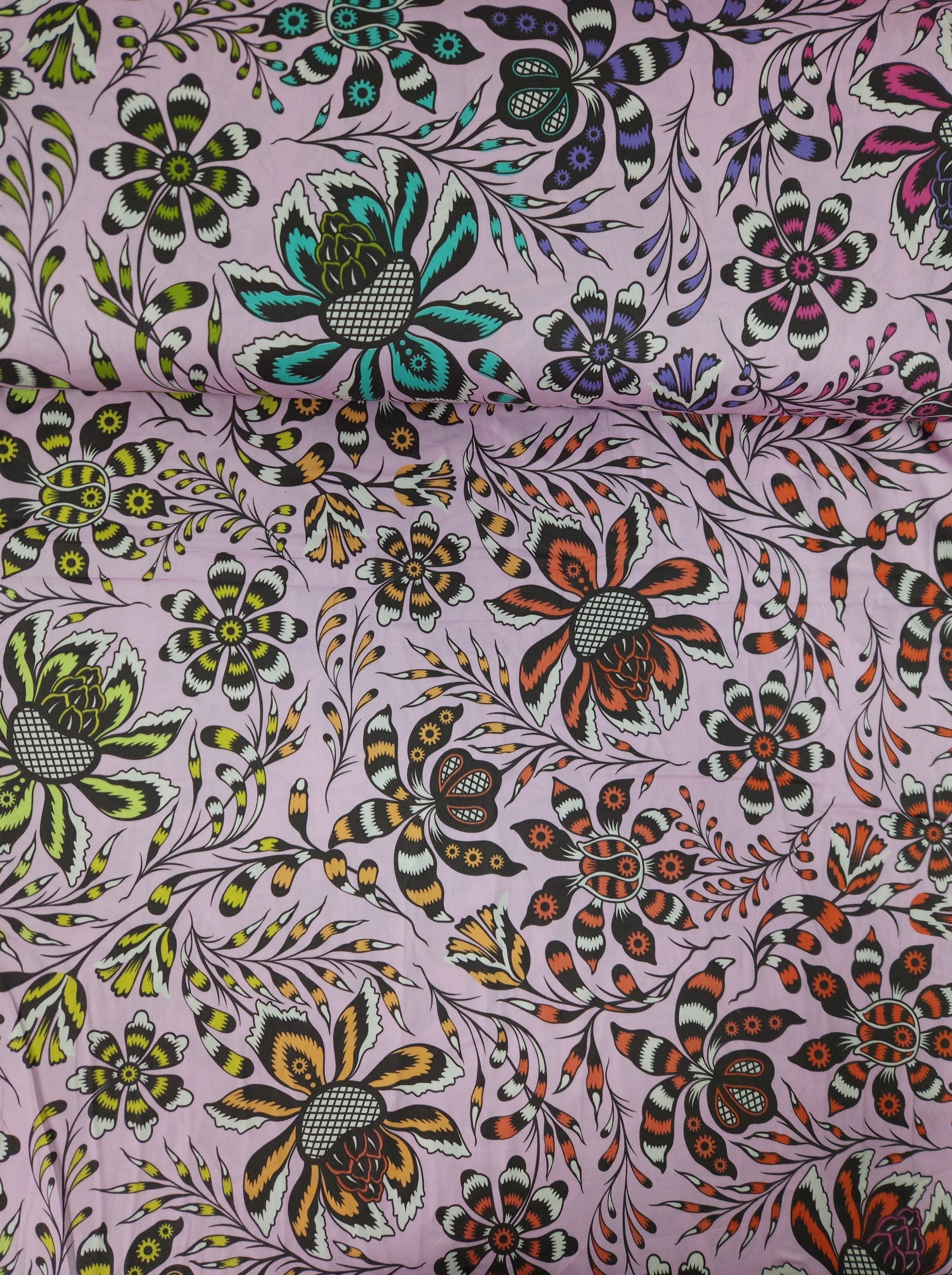 Lilac Pink Free Spirit Floral Cotton Sateen 108" - Tula Pink *EXTRA WIDE*