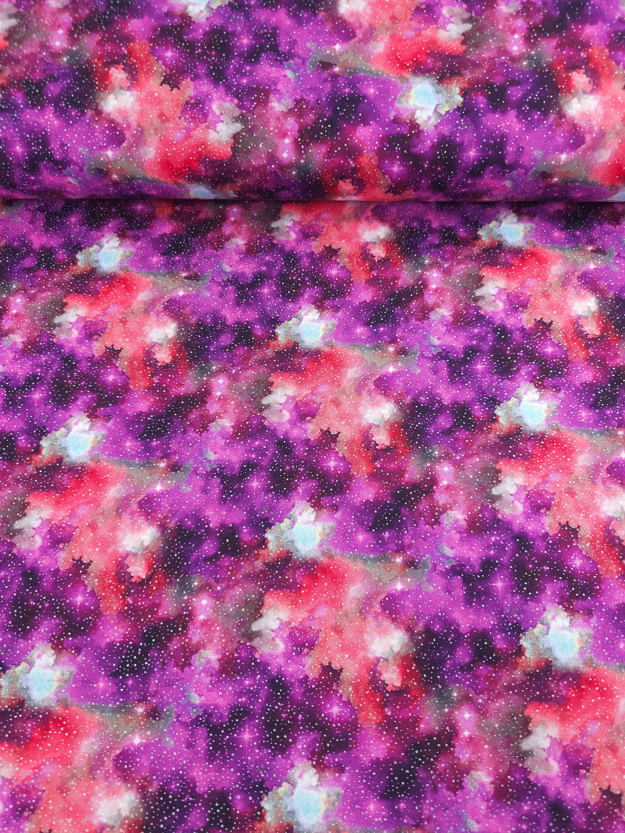 Purple/Pink Silver Diffusion Clouds 100% Cotton - Benartex