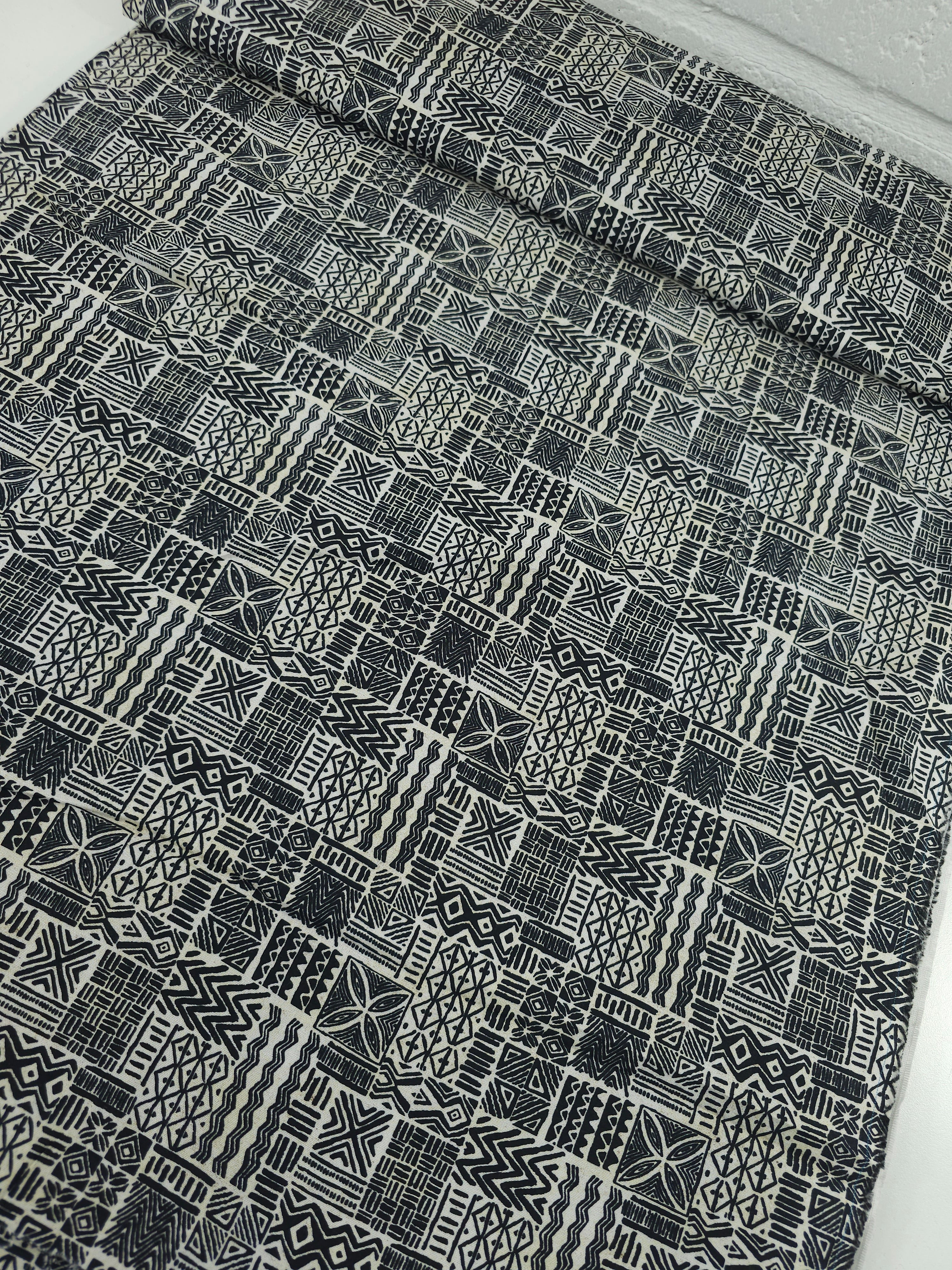 Black/Ivory Geo Tribal 100% Cotton