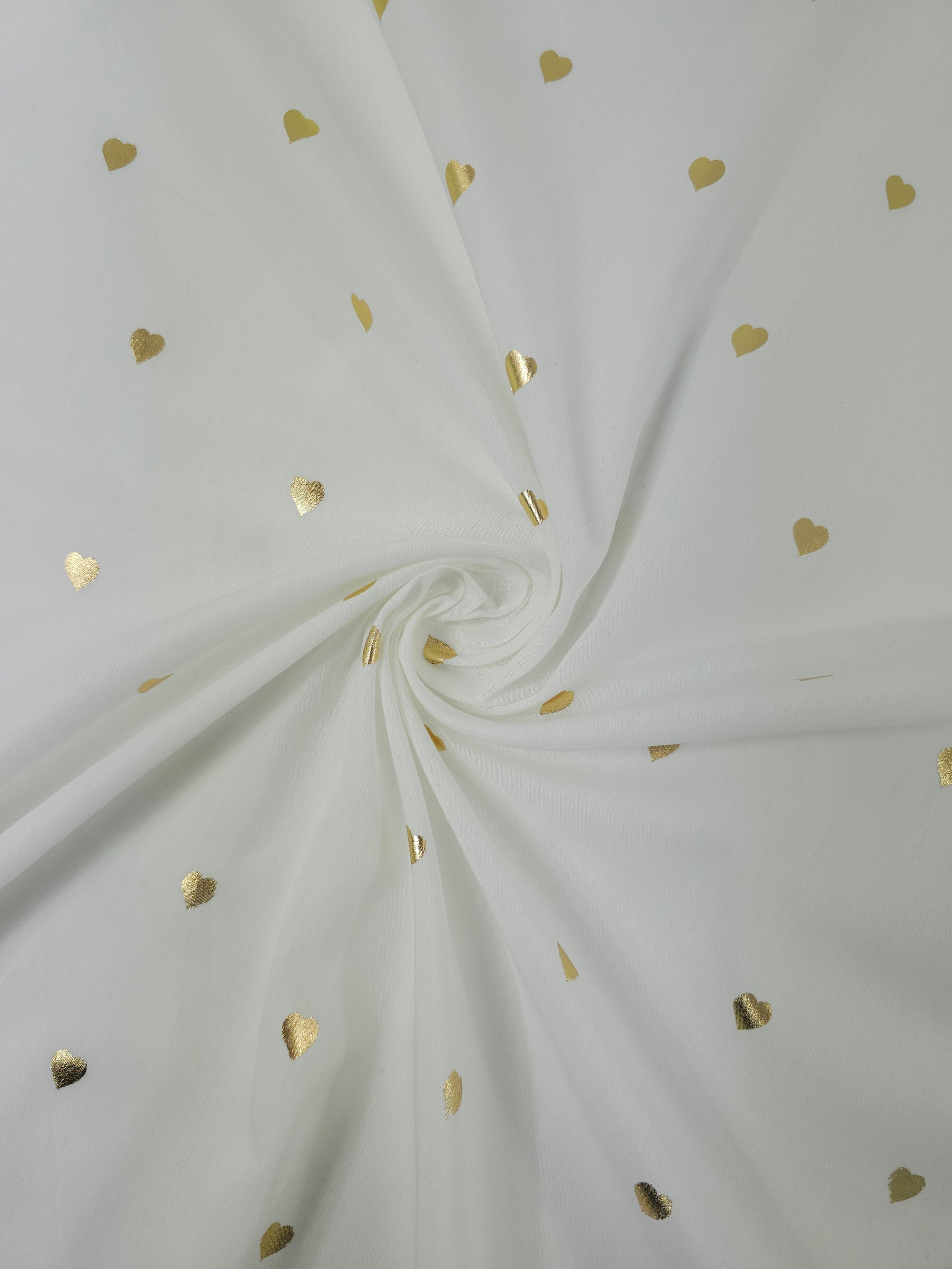 Gold/White Foil Hearts Fine Cotton