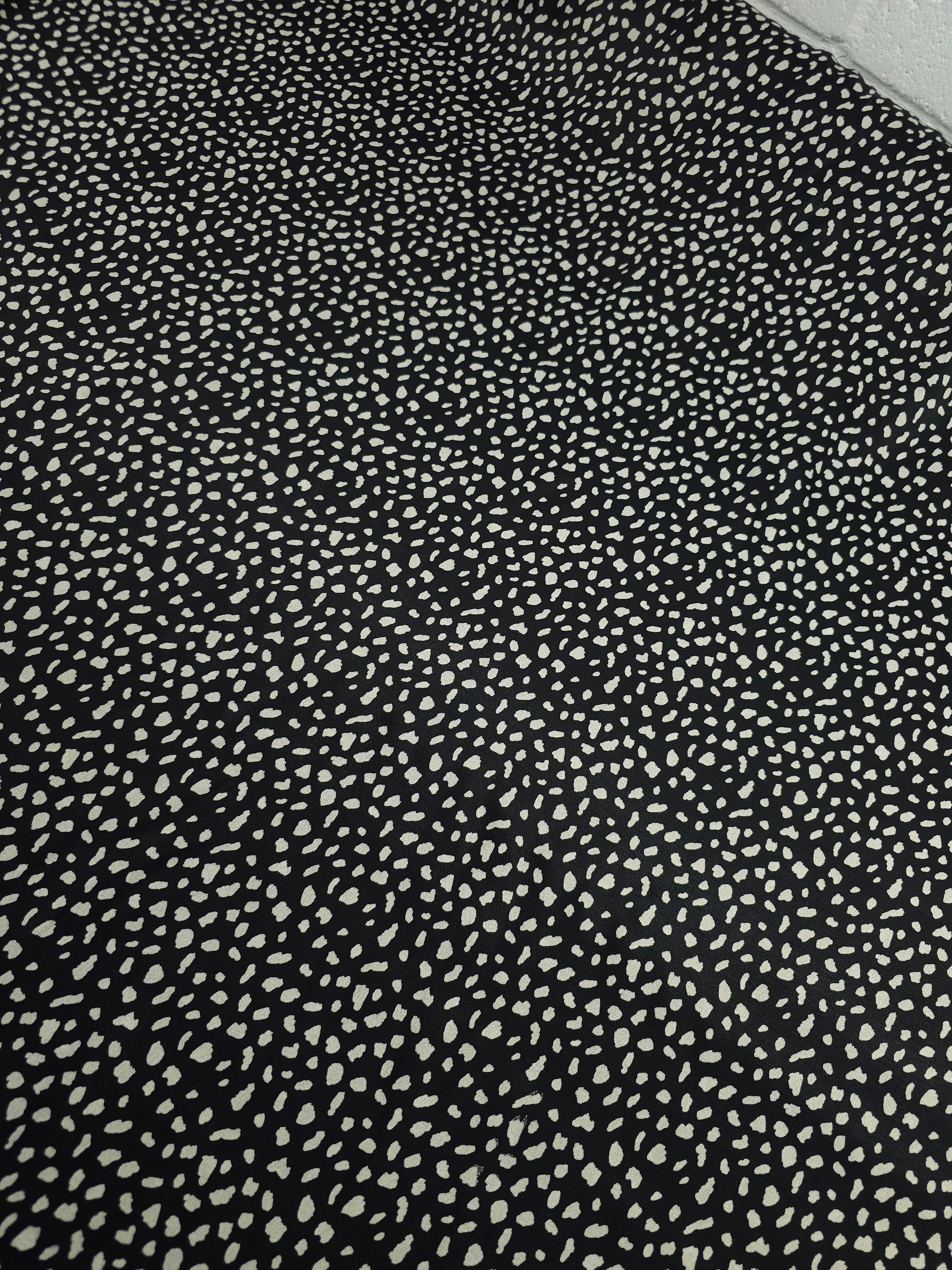 Black/Ivory Irregular Spot Viscose Satin