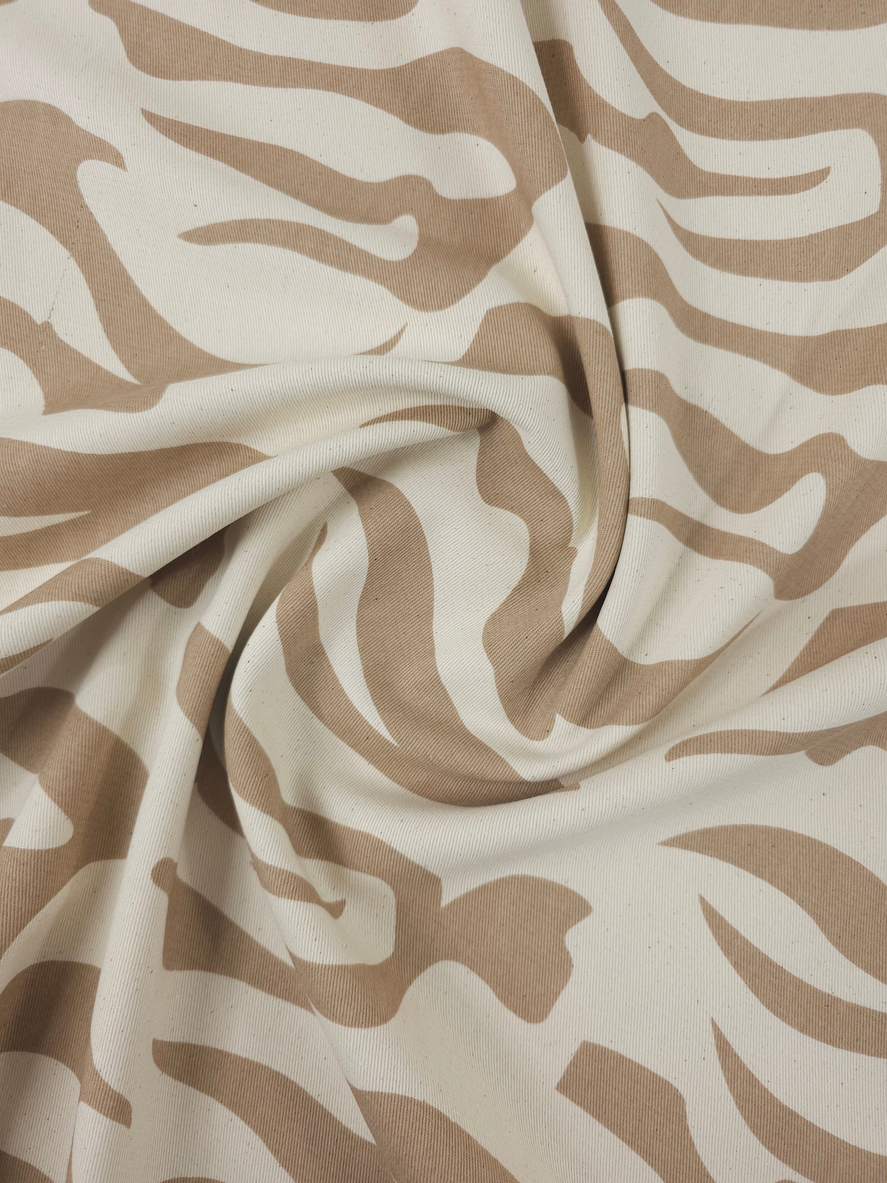 Deep Beige/Cream Abstract Swirl Denim