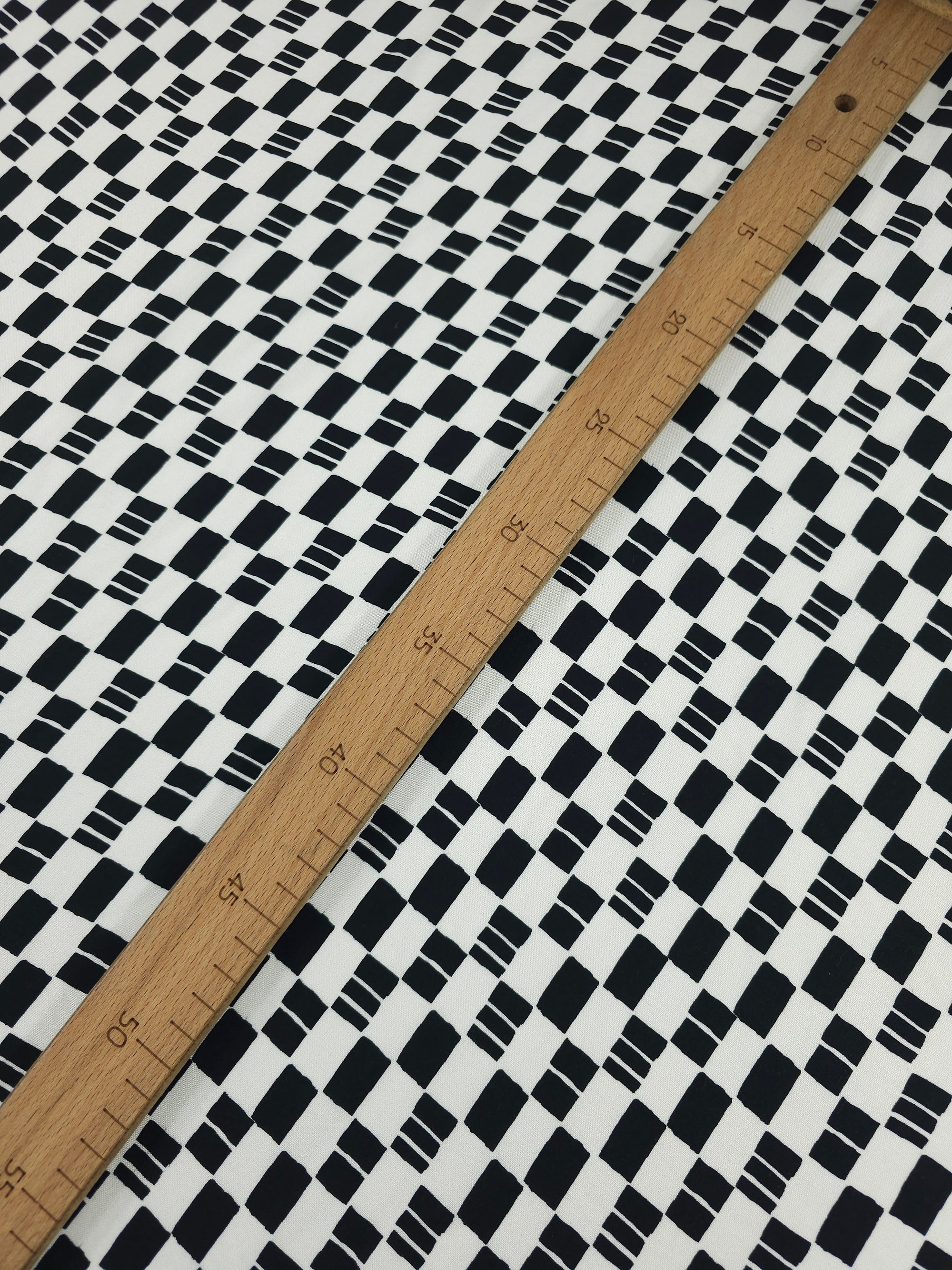 Off-White/Black Checkerboard Viscose Challis
