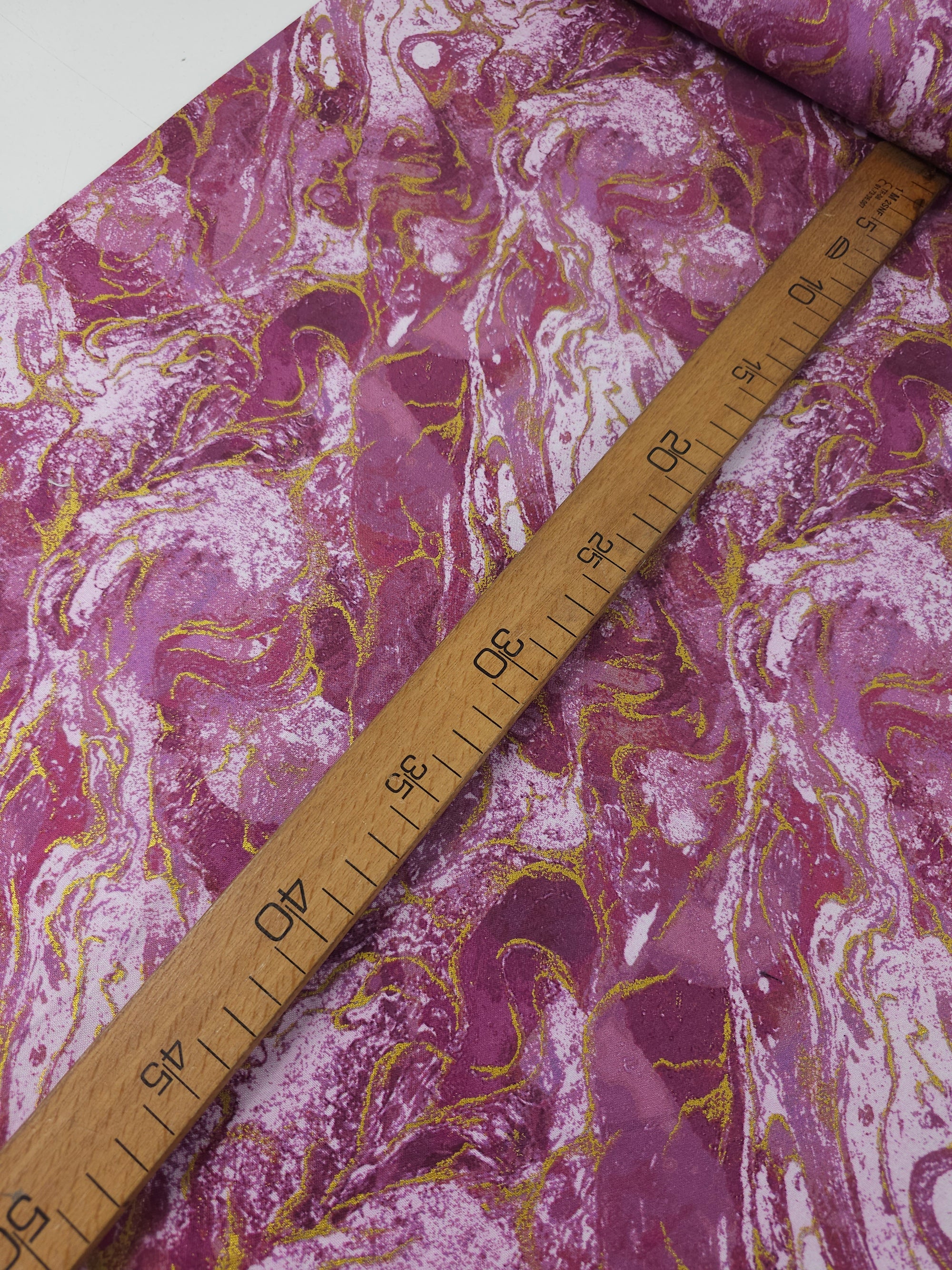 Pinky Mauve/Gold Marble 100% Cotton - Benartex