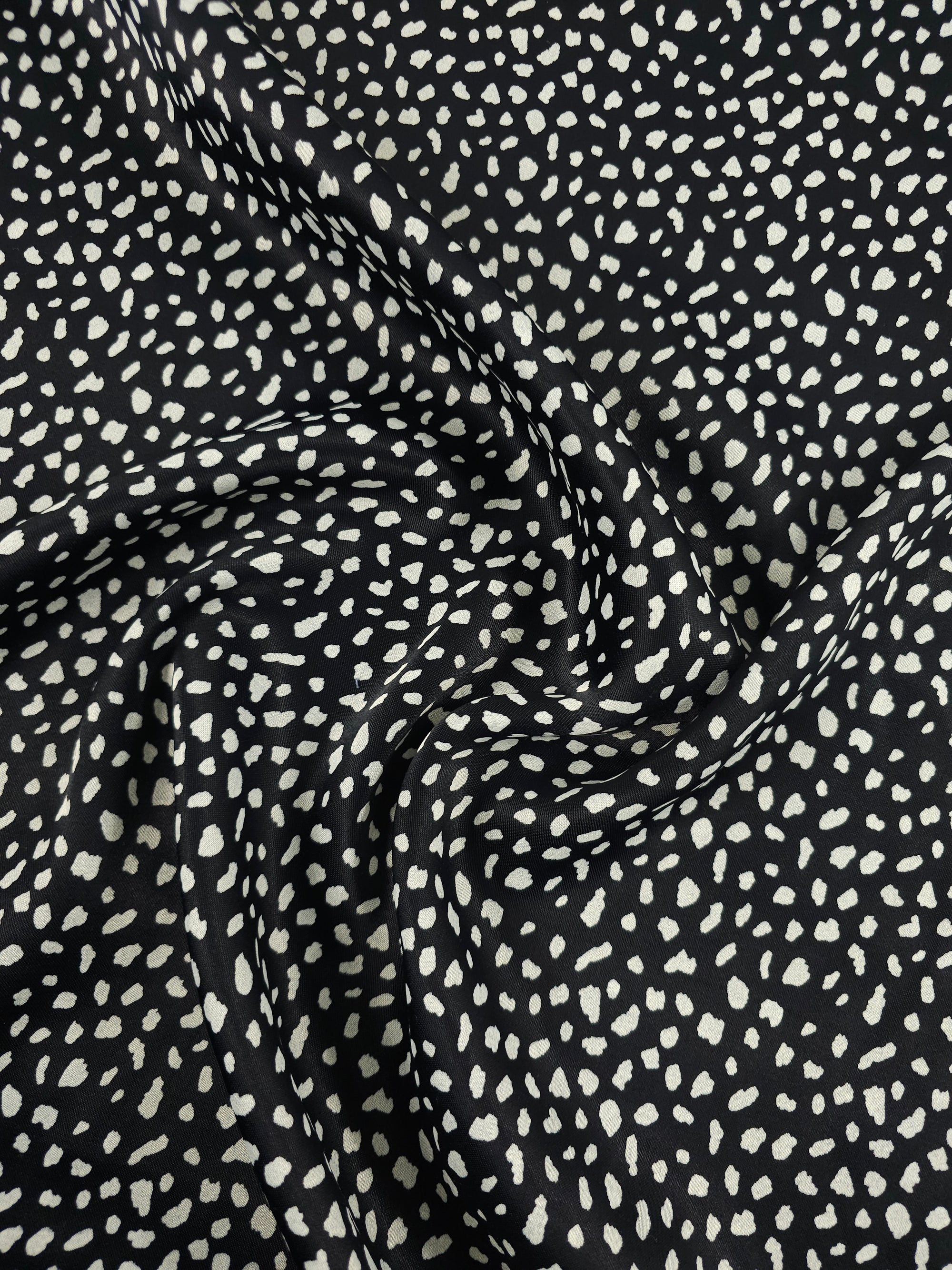Black/Ivory Irregular Spot Viscose Satin