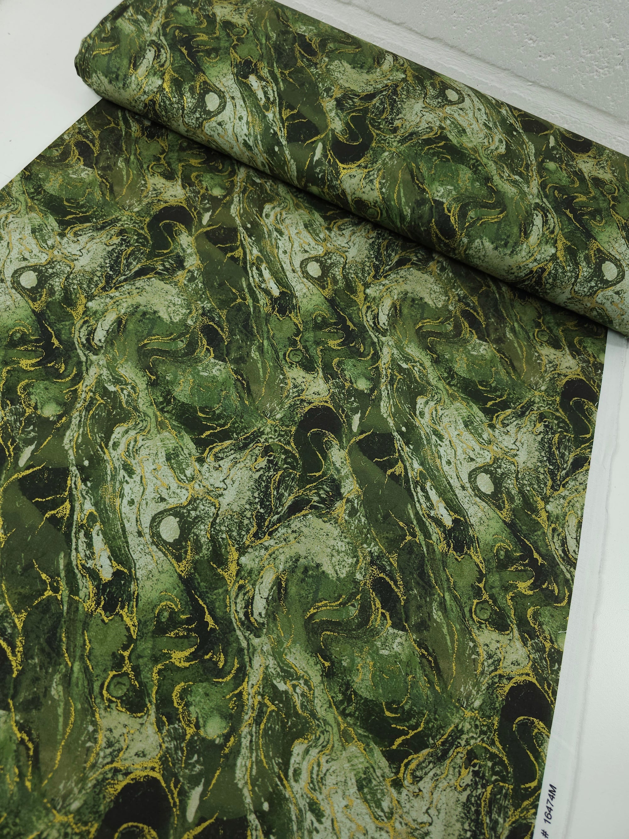 Khaki/Gold Marble 100% Cotton - Benartex