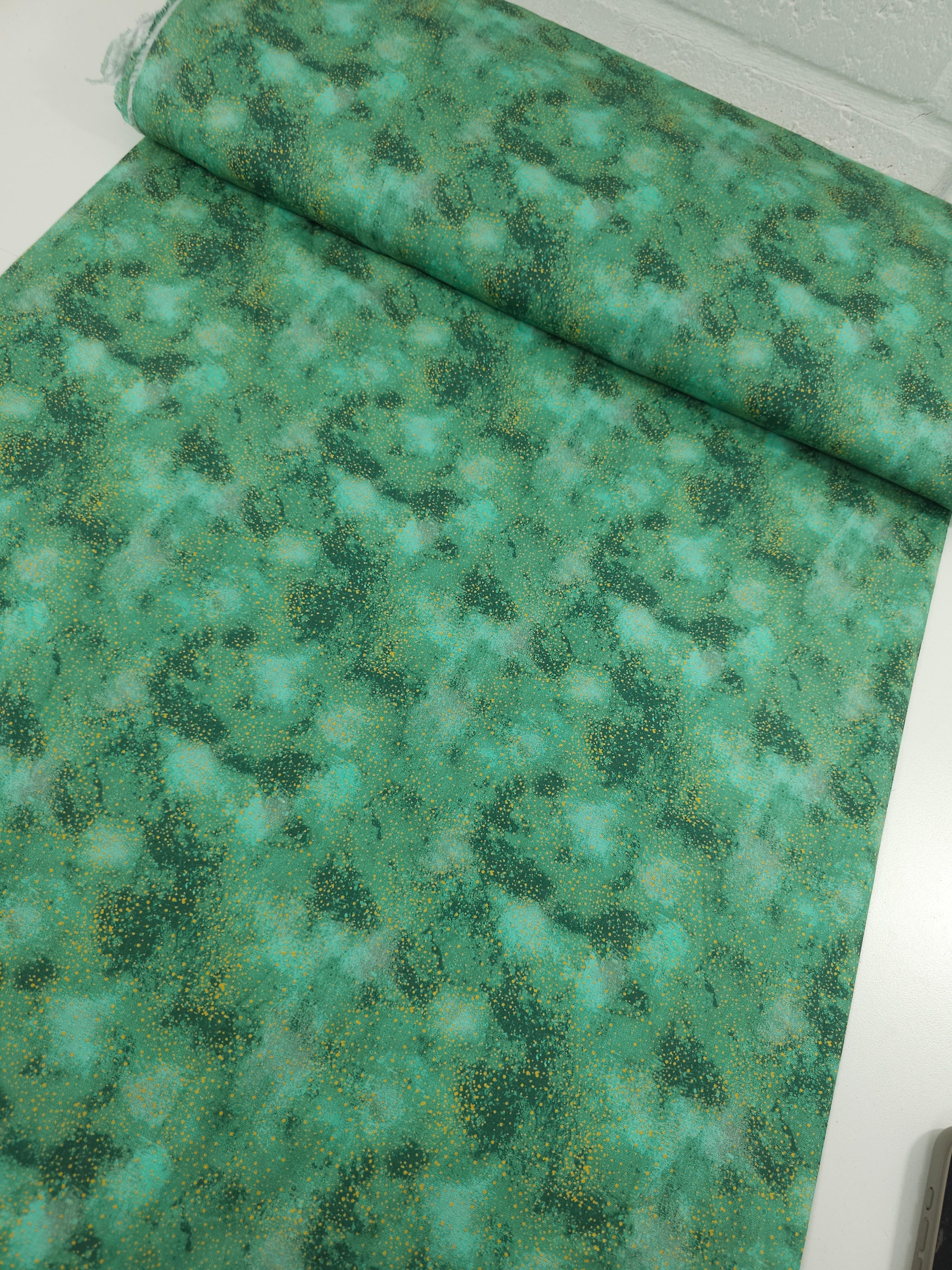 Sage Green/Gold Speckle Clouds 100% Cotton