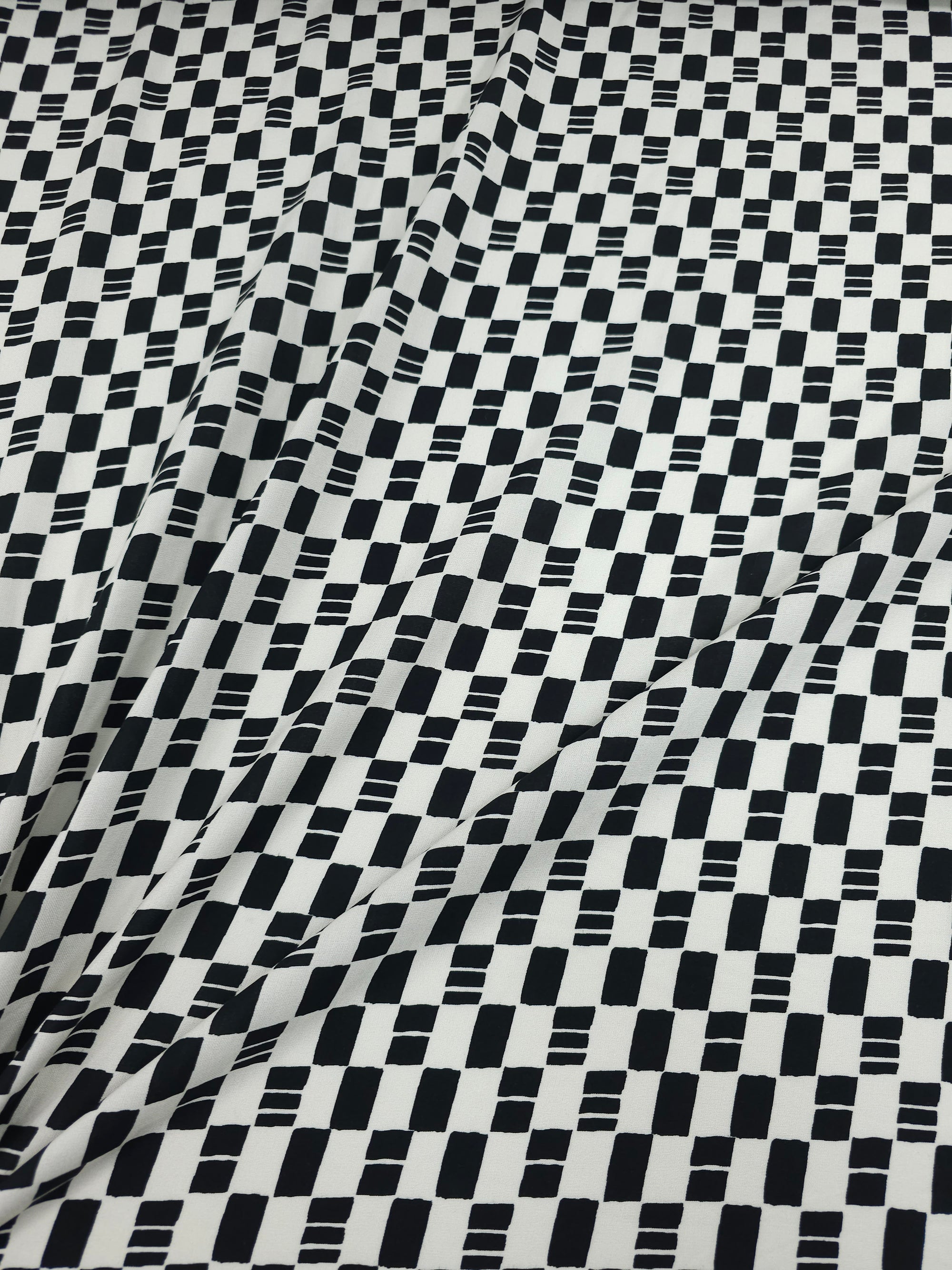 Off-White/Black Checkerboard Viscose Challis