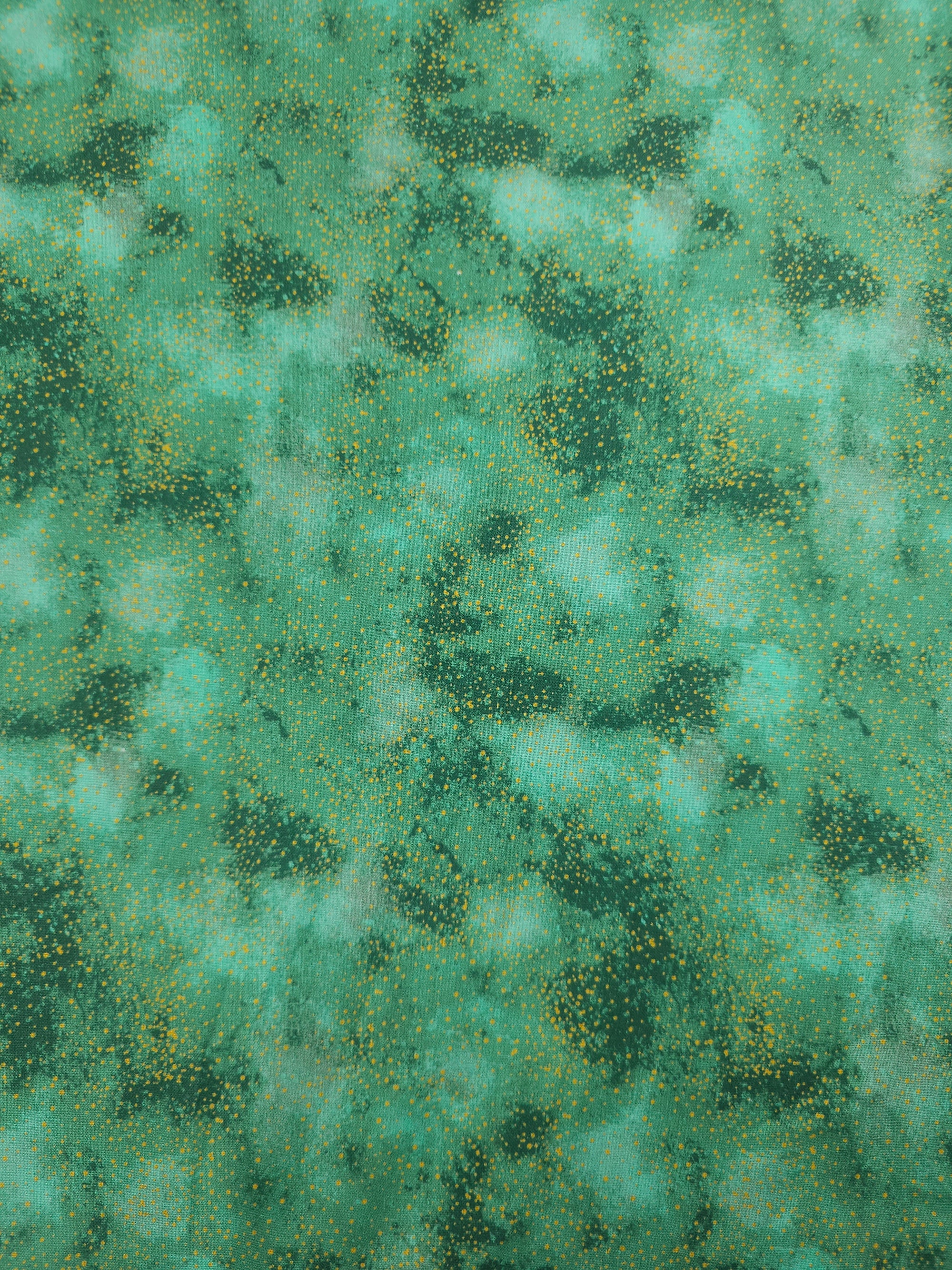 Sage Green/Gold Speckle Clouds 100% Cotton