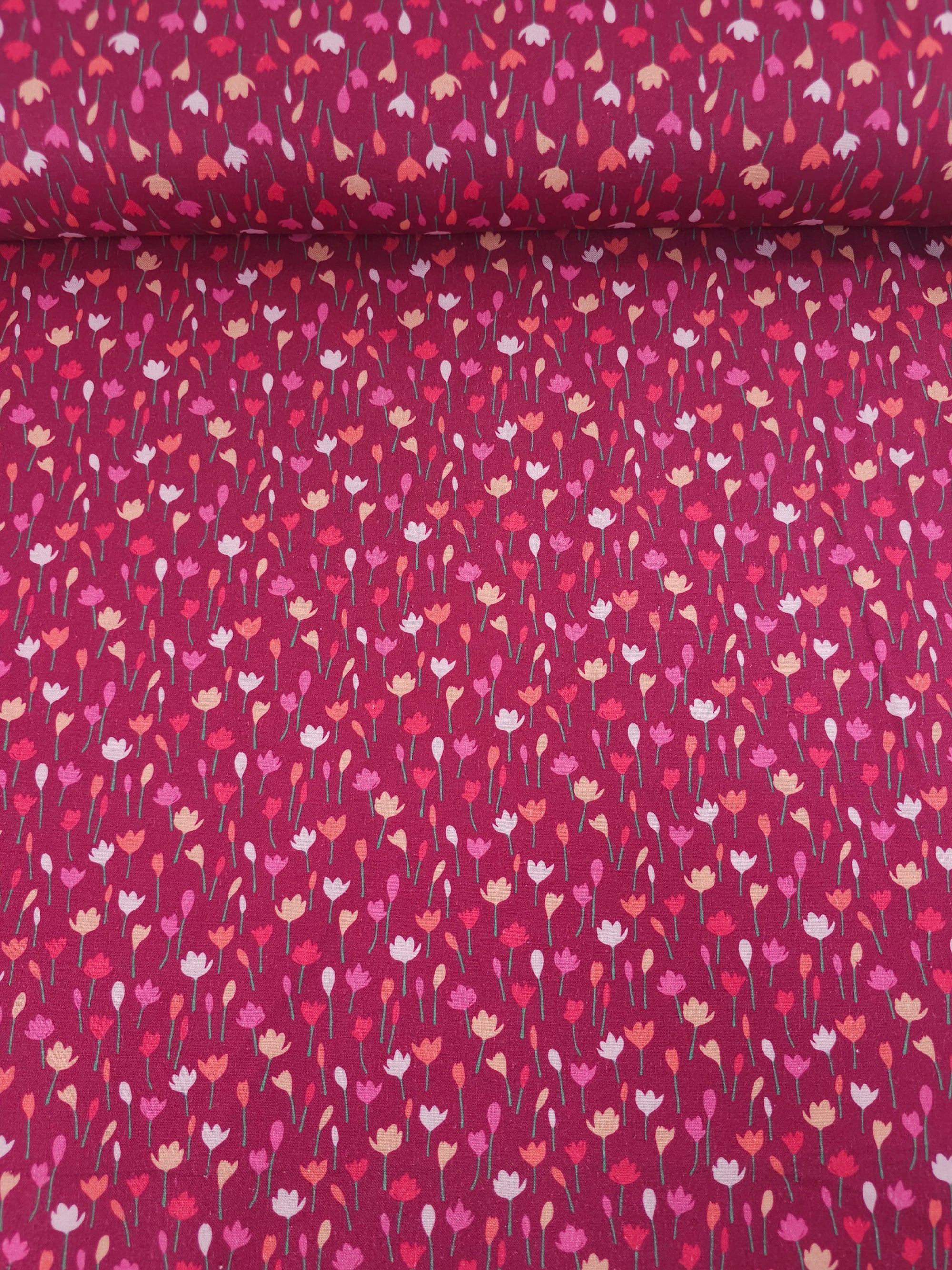 Rosie Wine Tulip Field 100% Cotton