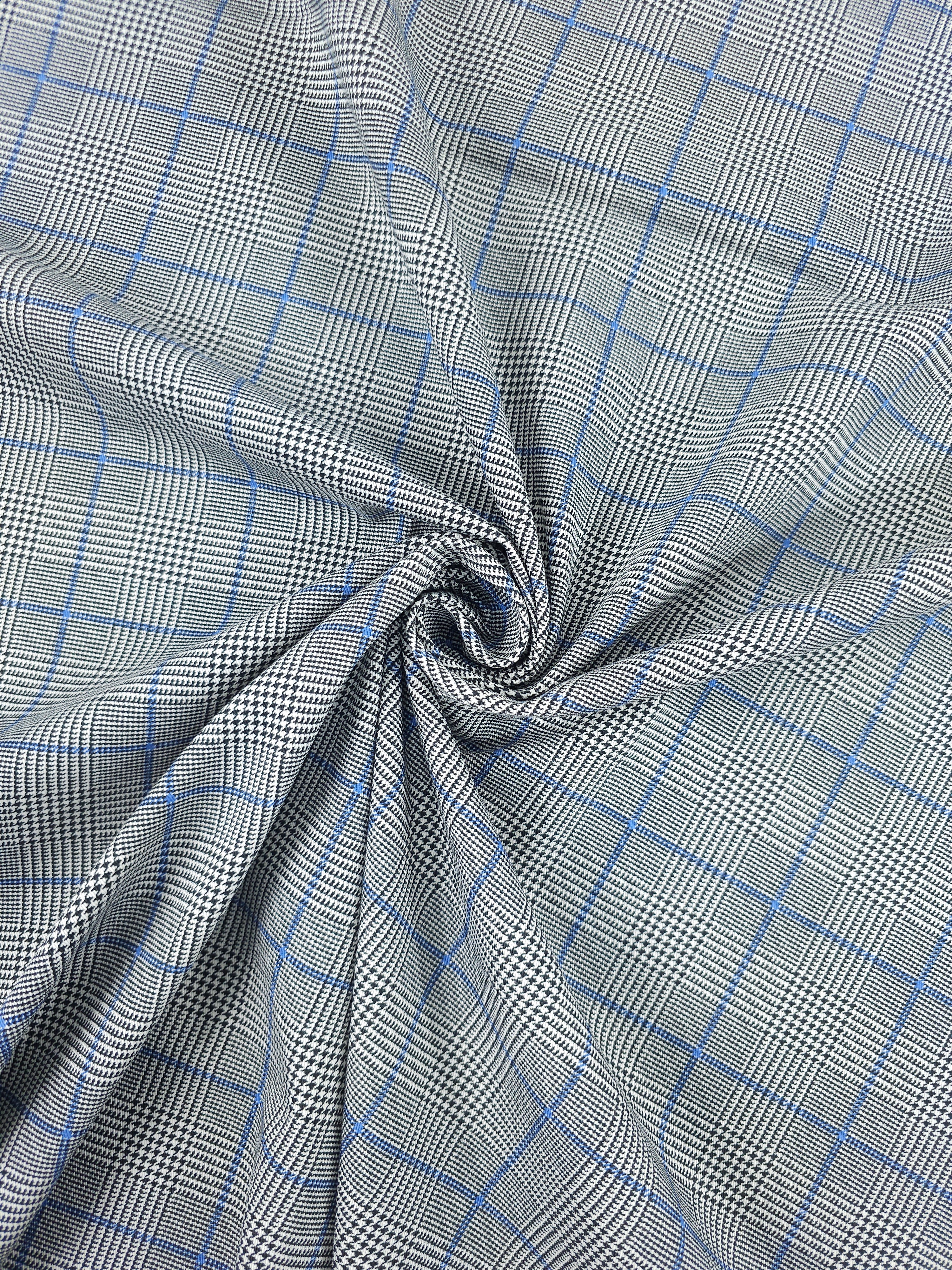 Black/Blue Dogtooth Tartan Denim