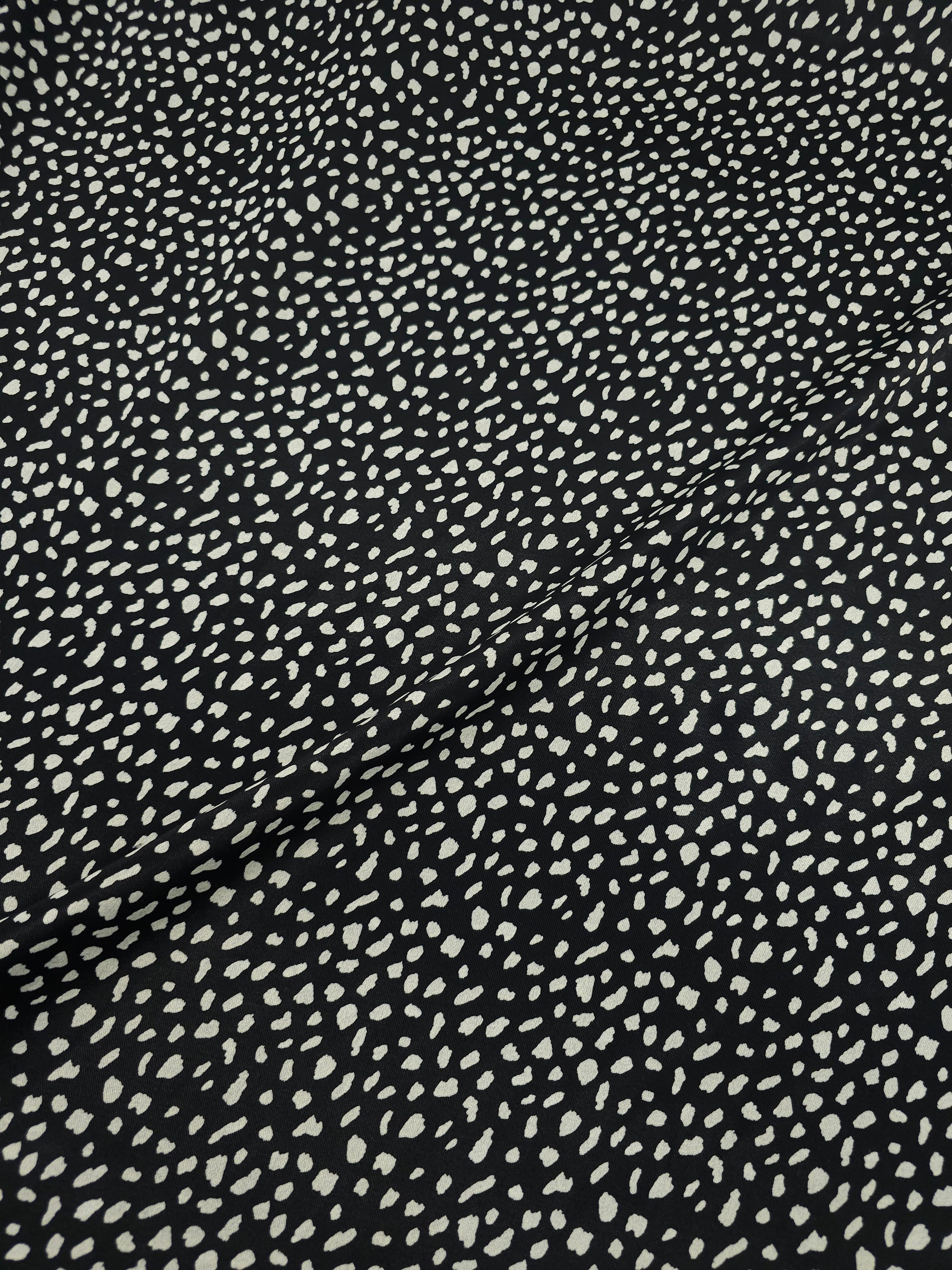 Black/Ivory Irregular Spot Viscose Satin