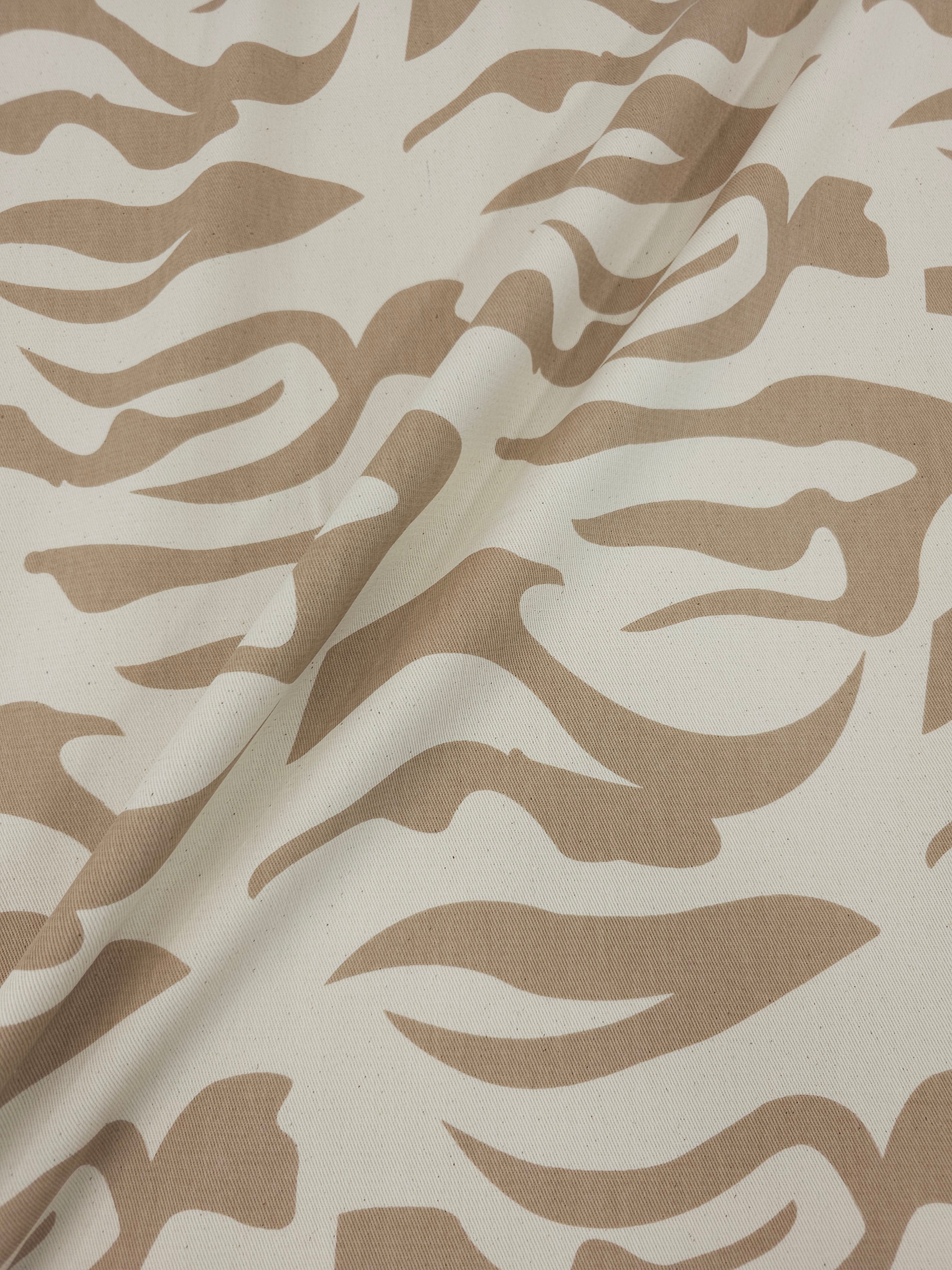 Deep Beige/Cream Abstract Swirl Denim