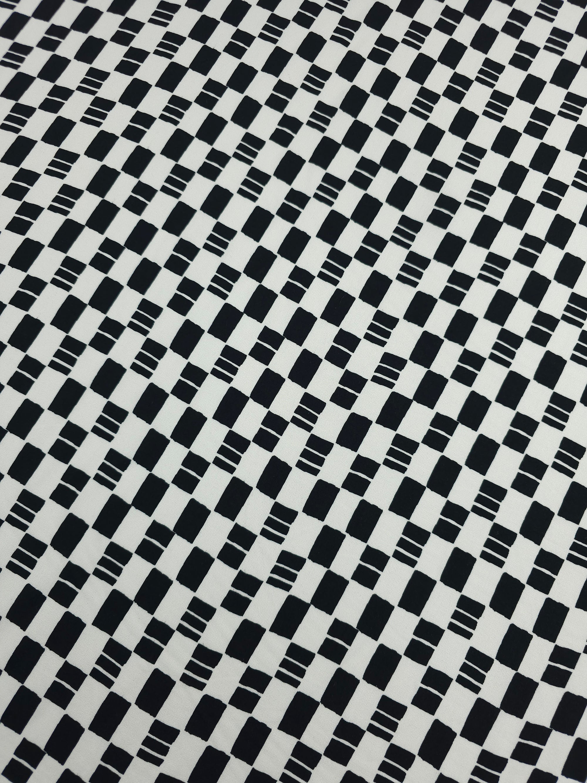 Off-White/Black Checkerboard Viscose Challis