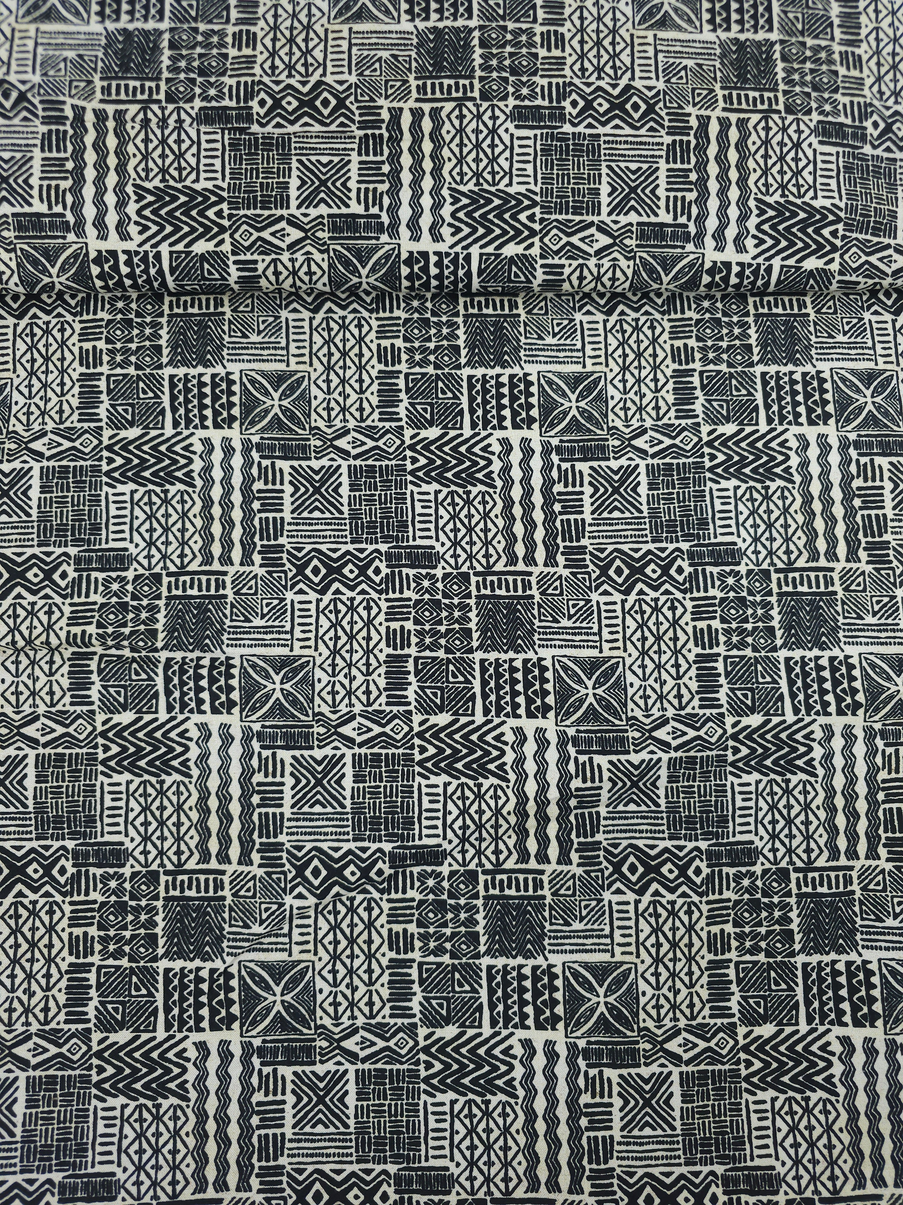 Black/Ivory Geo Tribal 100% Cotton