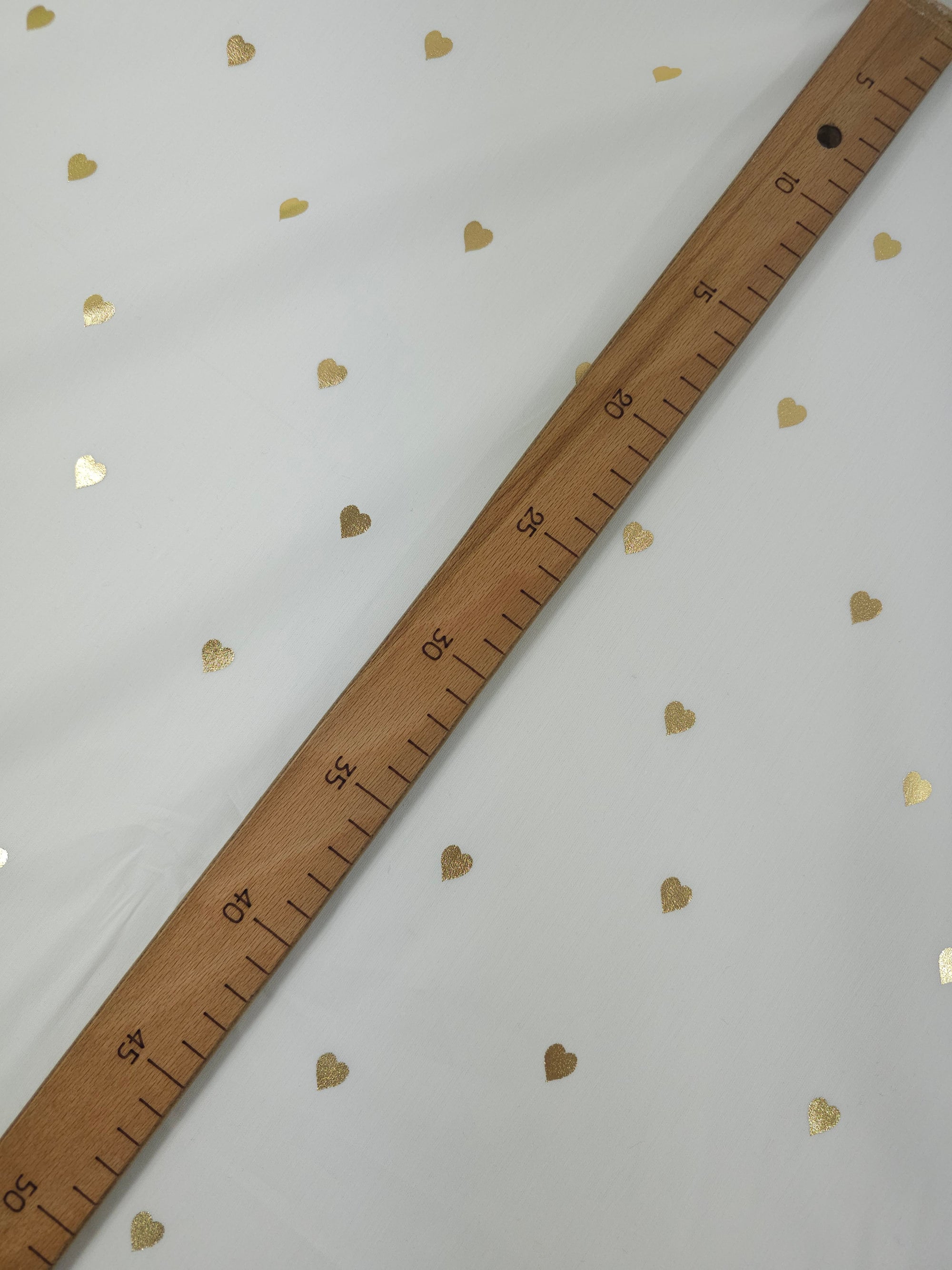 Gold/White Foil Hearts Fine Cotton