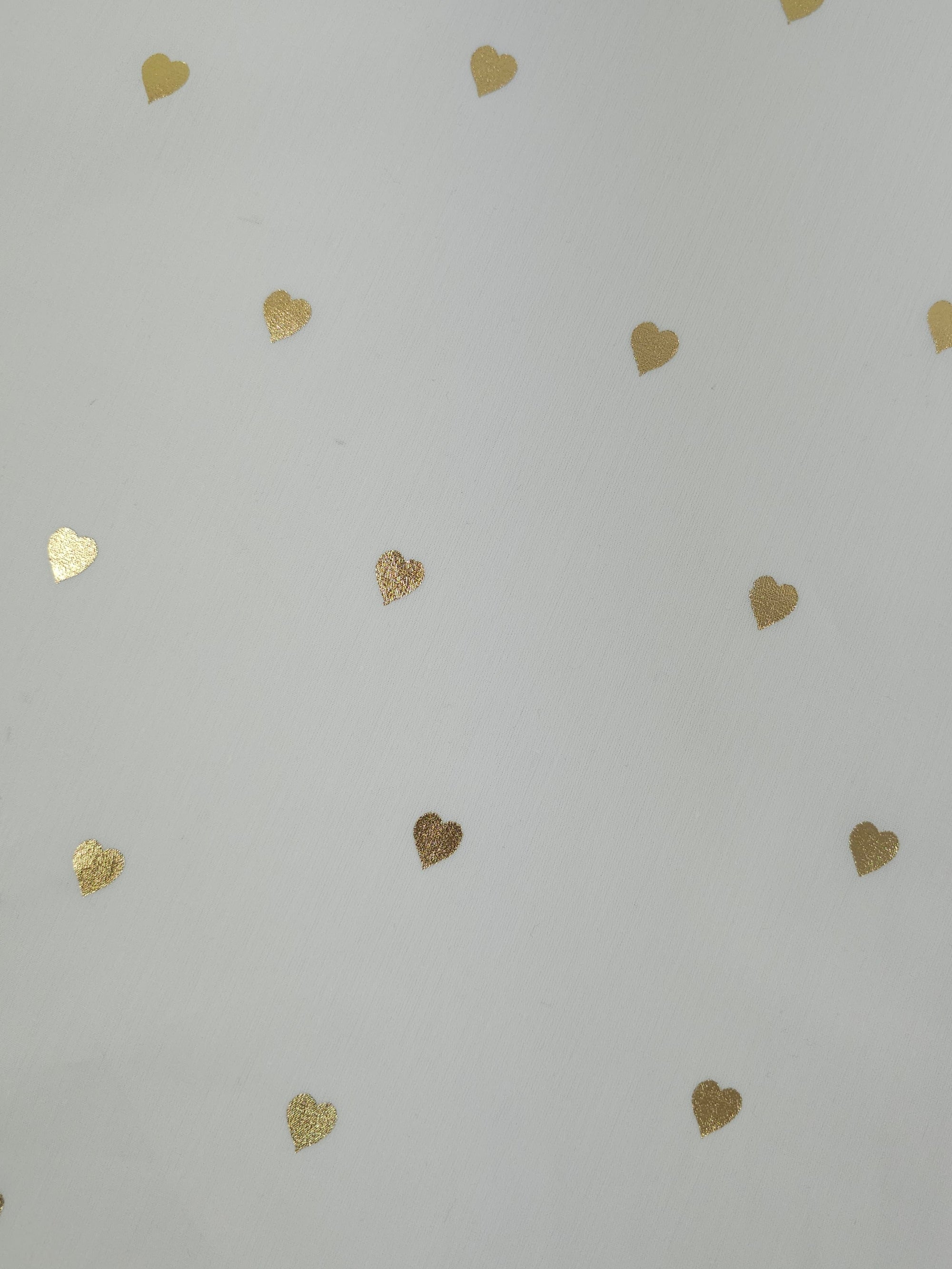 Gold/White Foil Hearts Fine Cotton