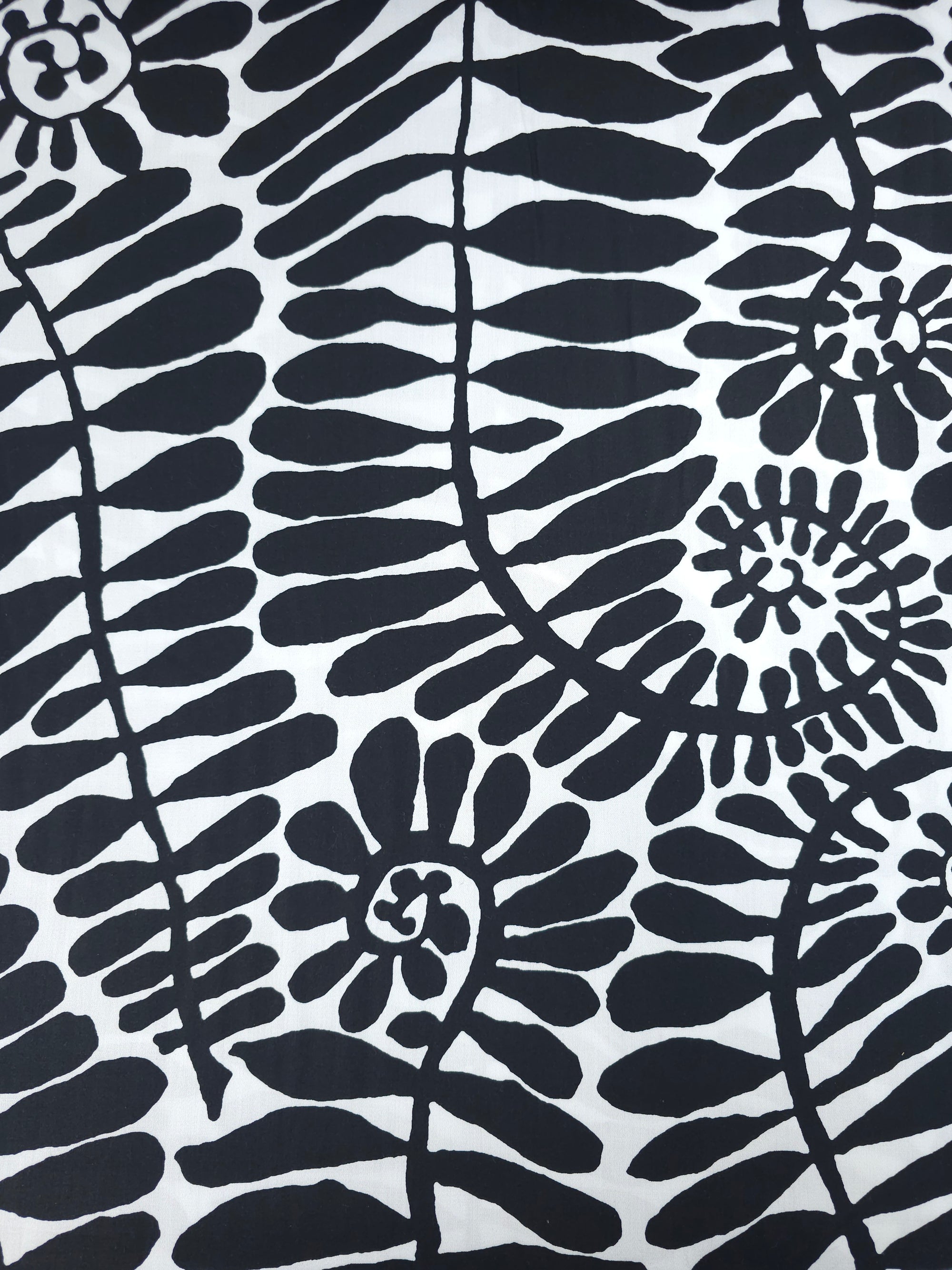 Black/White Palm Vine Cotton Sateen 106" - Kaffe Fassett *EXTRA WIDE*