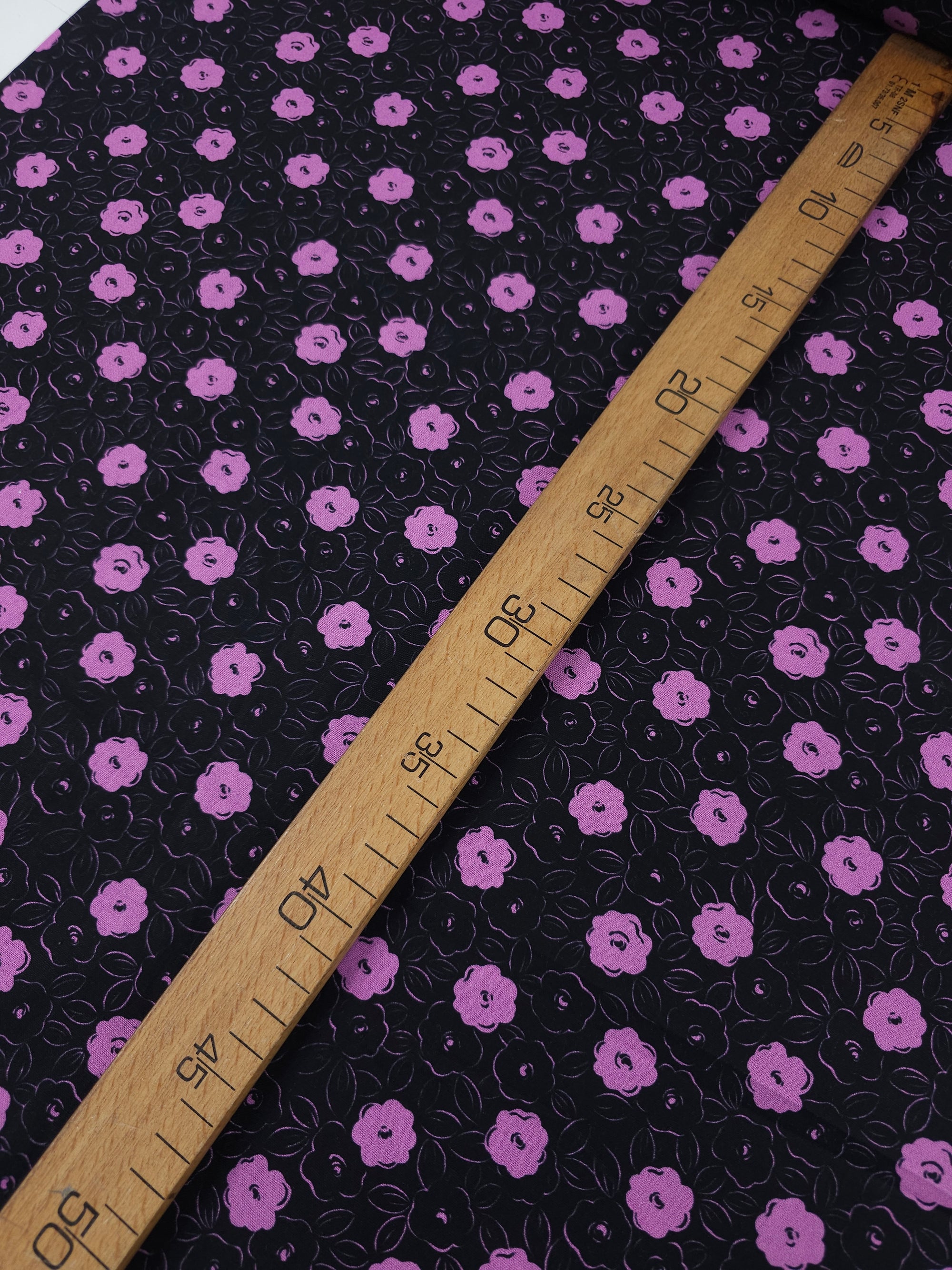 Purple/Black Puff Floral 100% Cotton