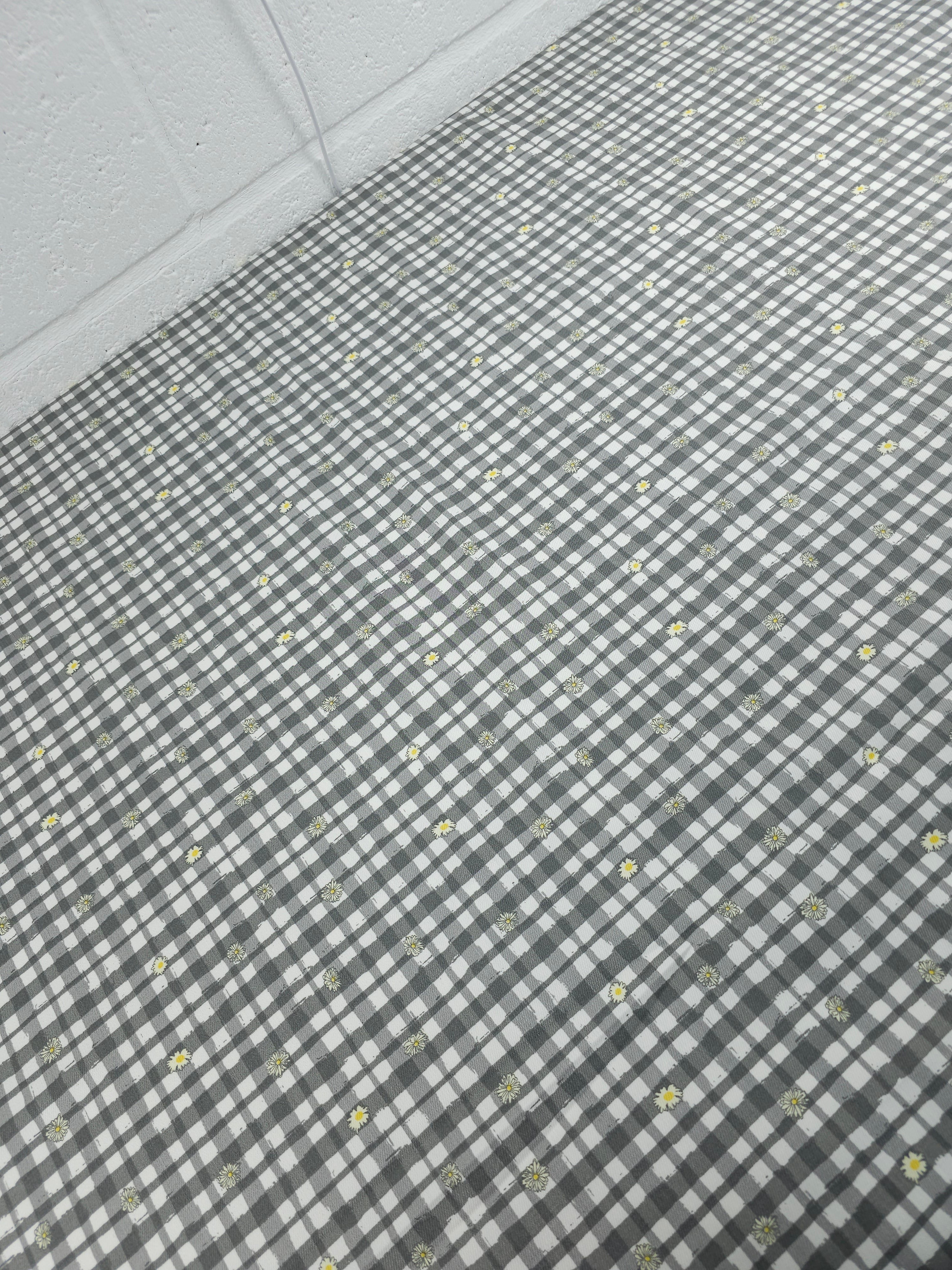 Grey Daisy Gingham Check Denim