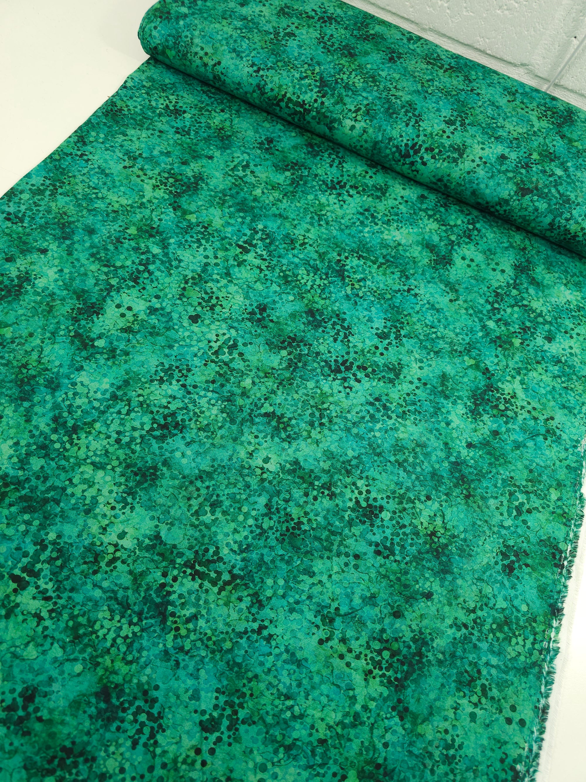 Green Watercolour Confetti Dots 100% Cotton