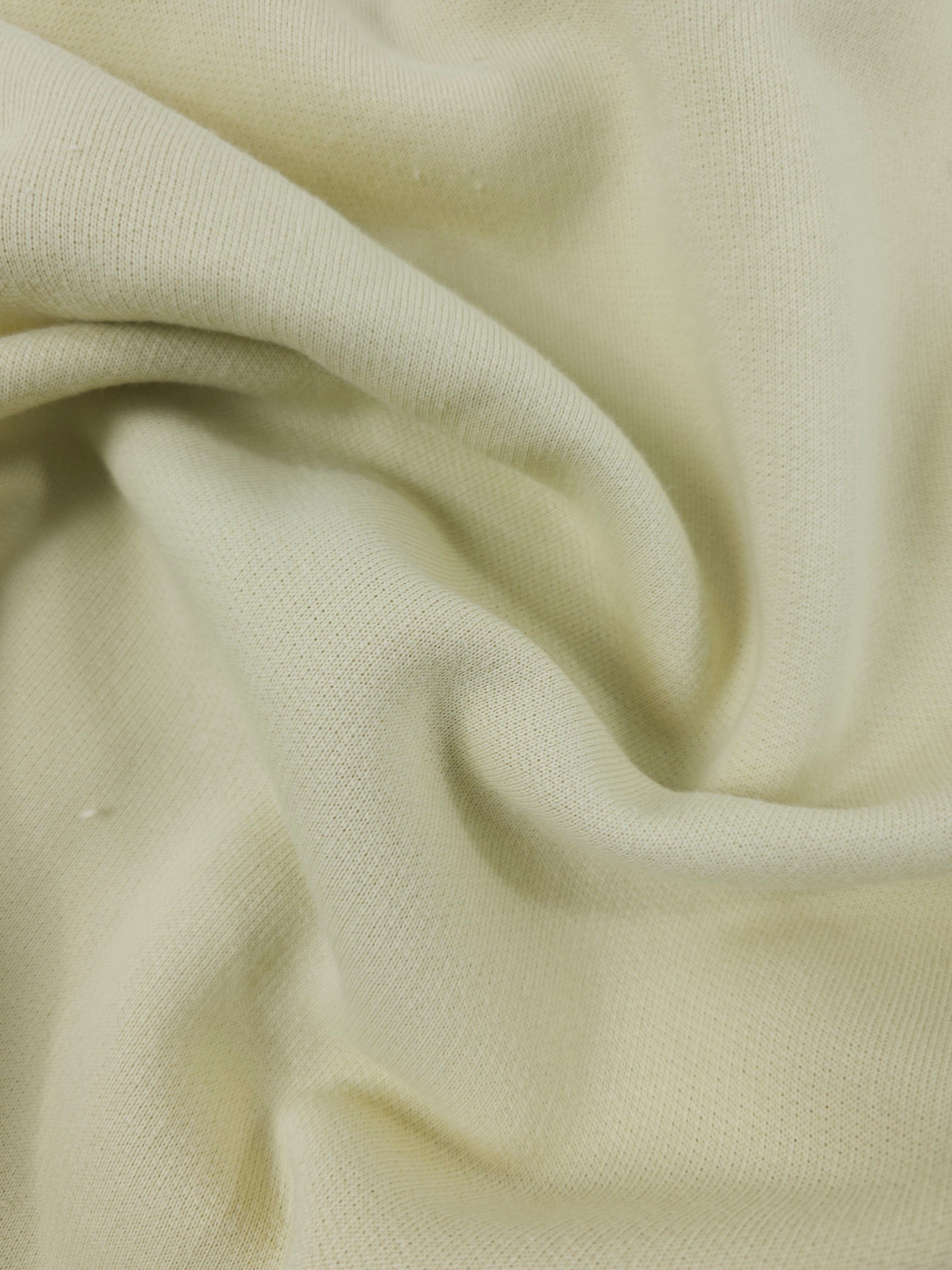 Pale Yellow Fleece Backed Cotton Terry
