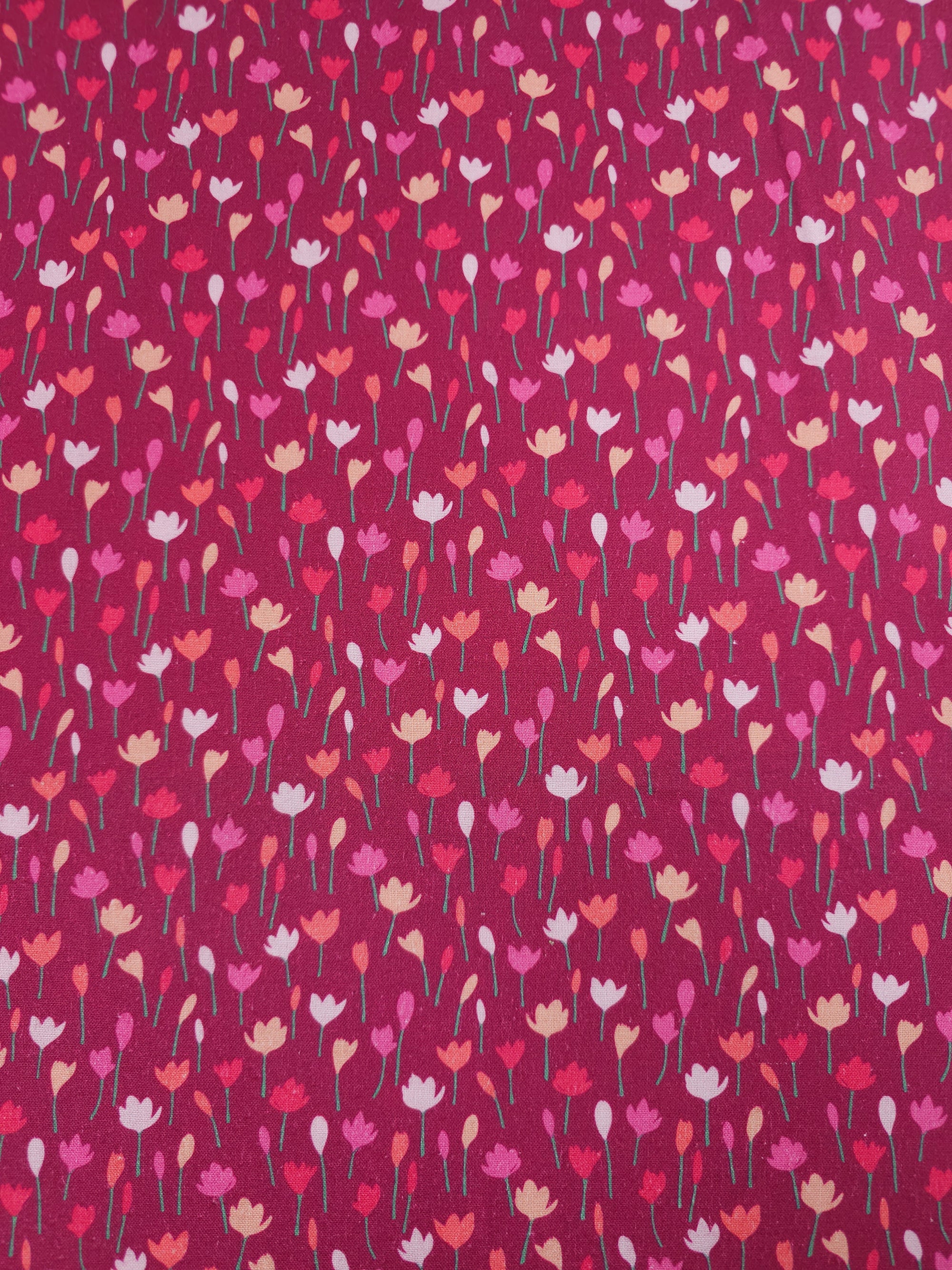 Rosie Wine Tulip Field 100% Cotton