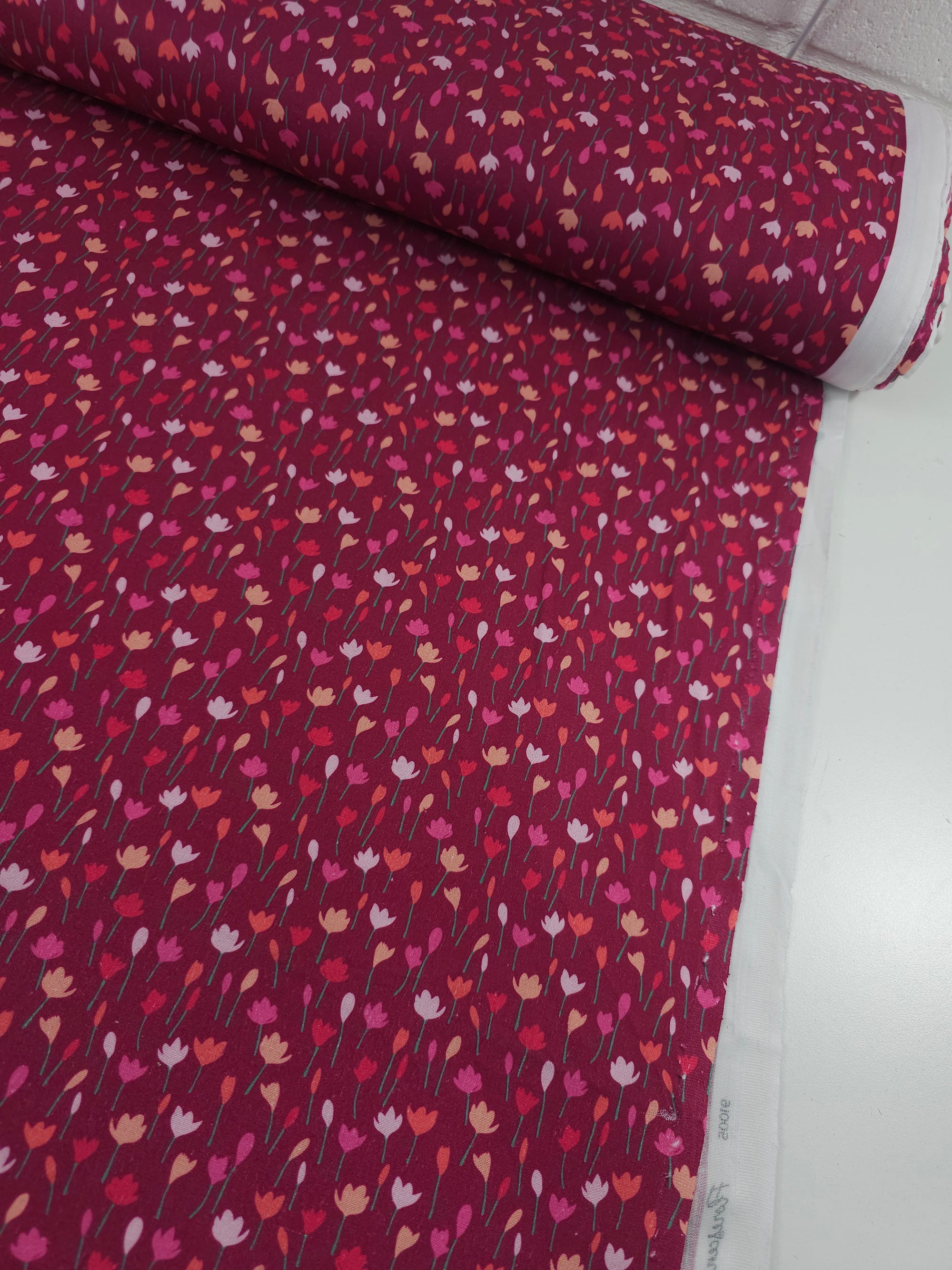 Rosie Wine Tulip Field 100% Cotton
