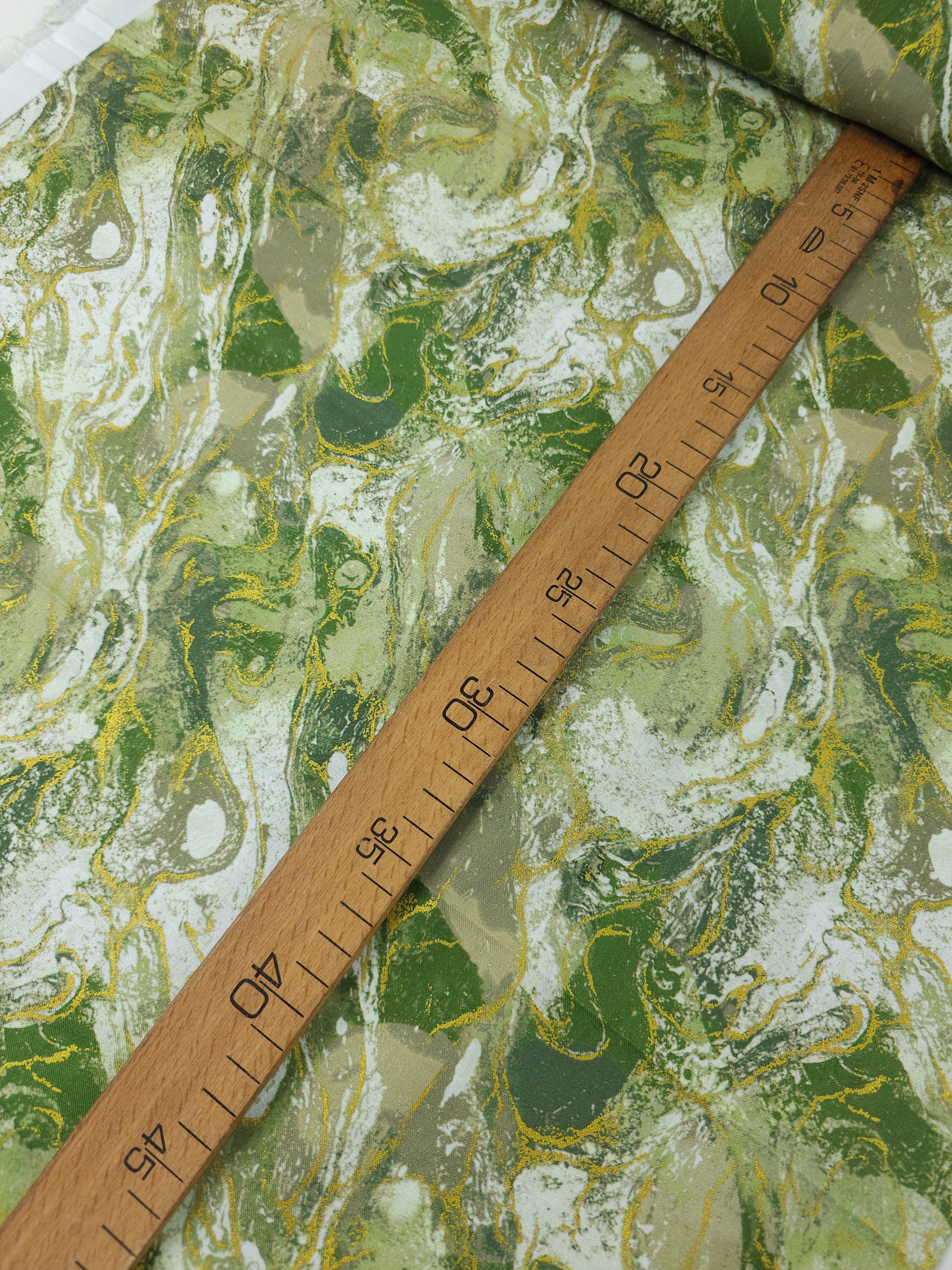 Sage Green/Gold Marble 100% Cotton