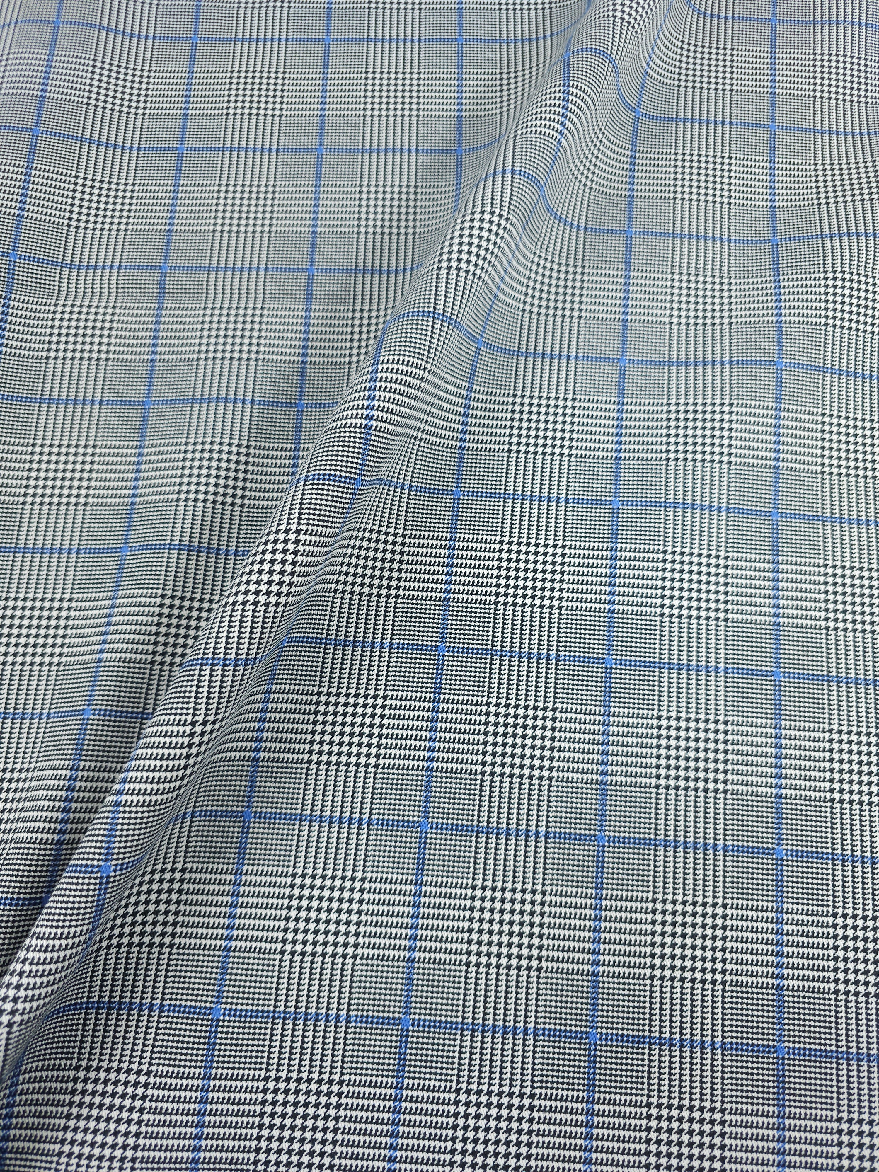Black/Blue Dogtooth Tartan Denim
