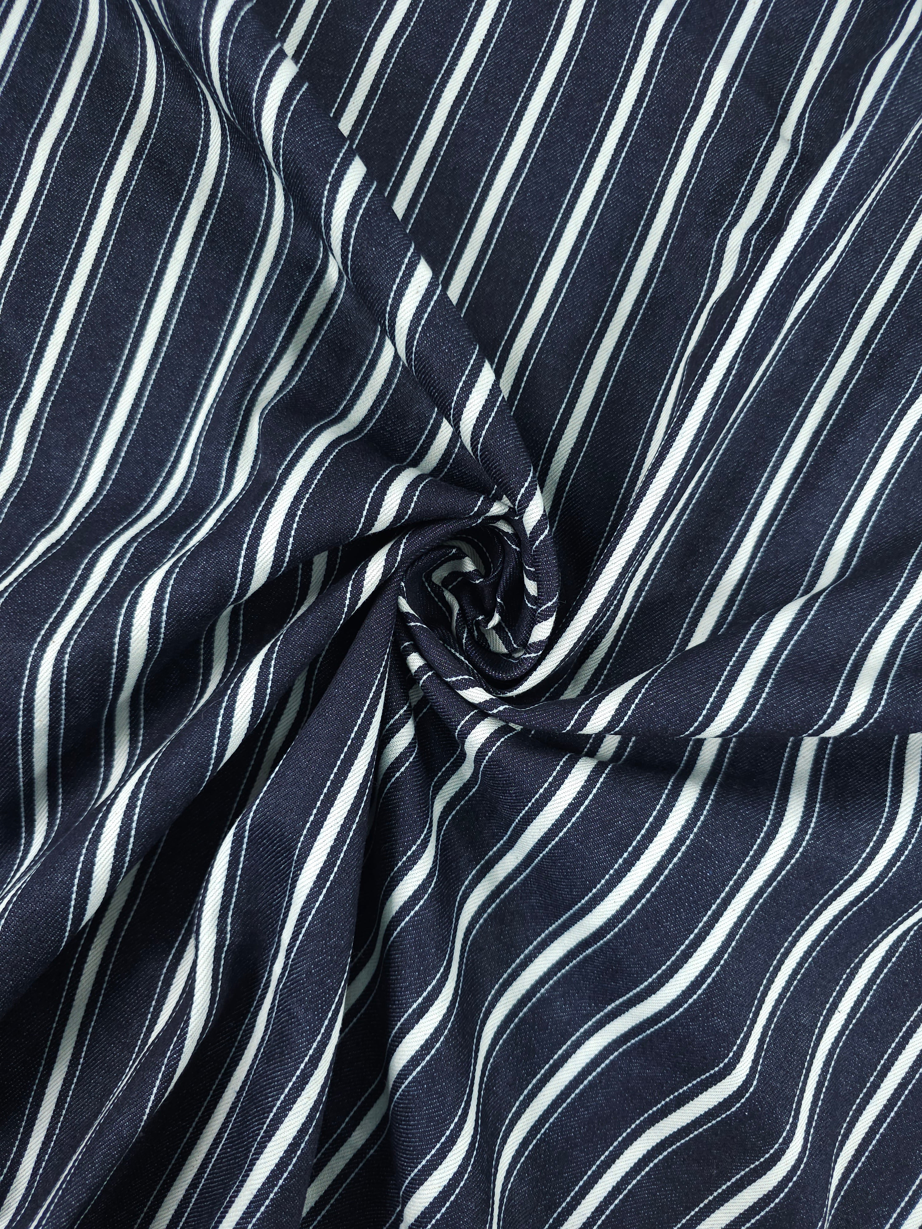 Indigo Navy Retro Stripe Denim