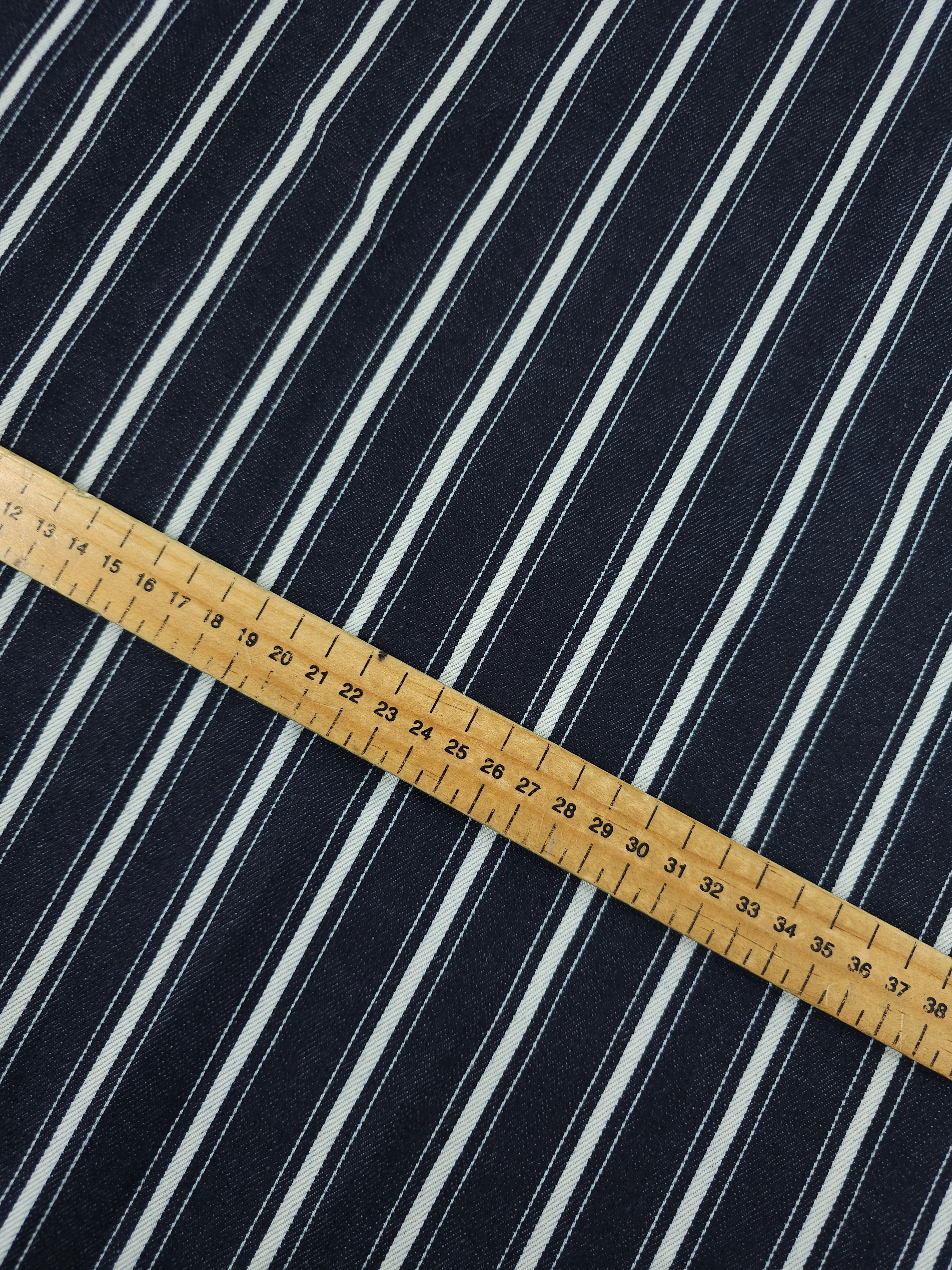 Indigo Navy Retro Stripe Denim