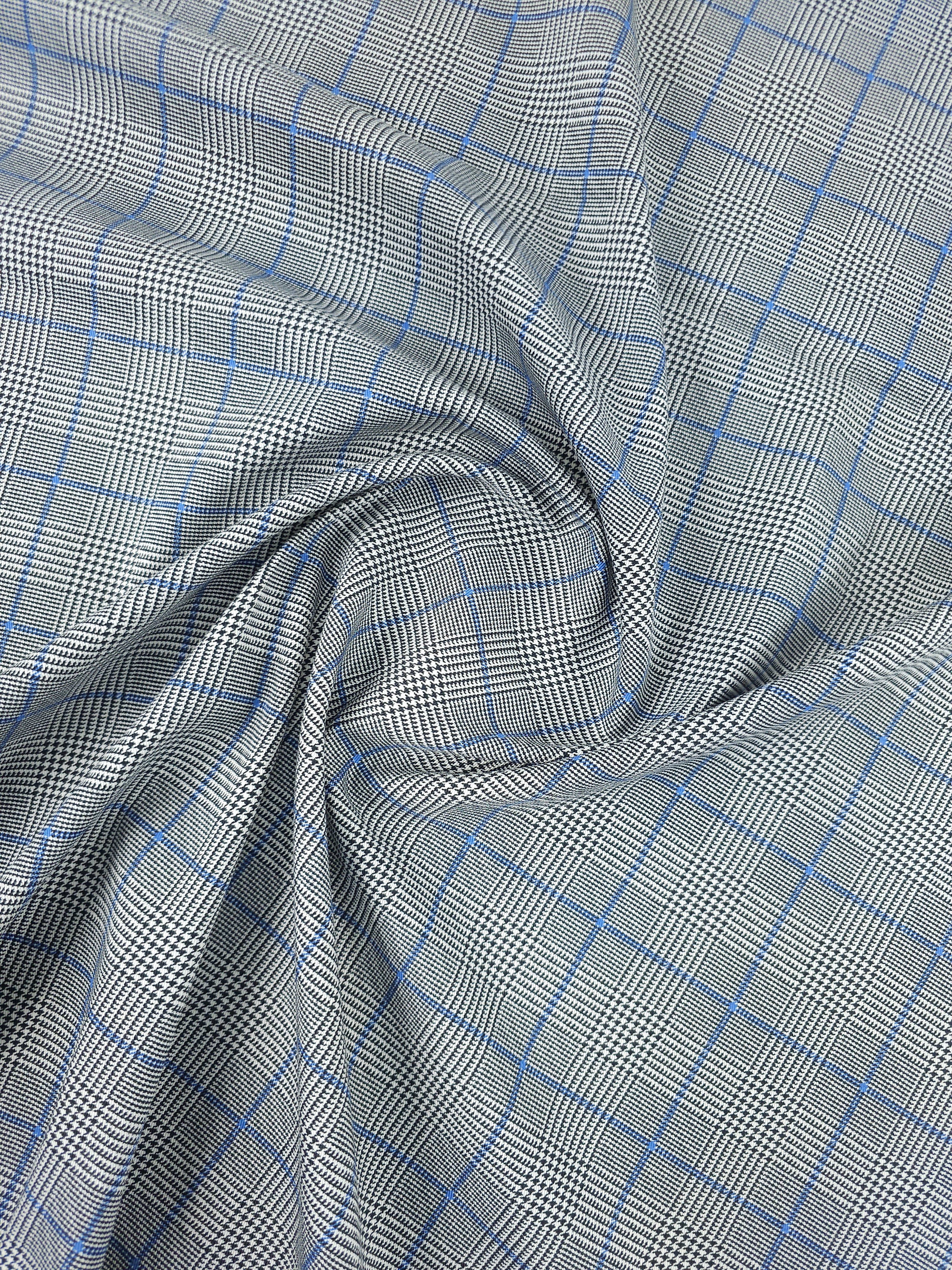 Black/Blue Dogtooth Tartan Denim