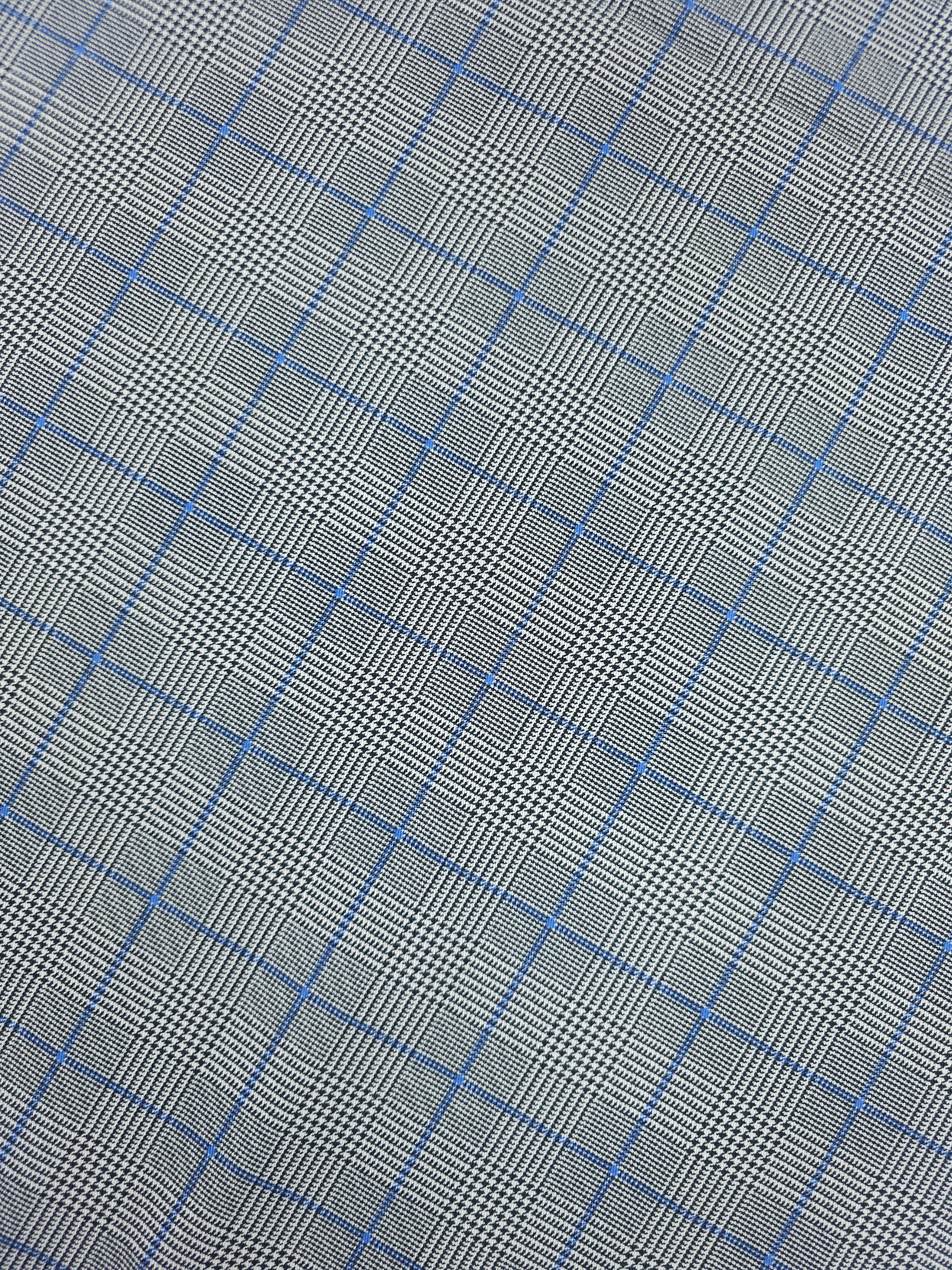 Black/Blue Dogtooth Tartan Denim