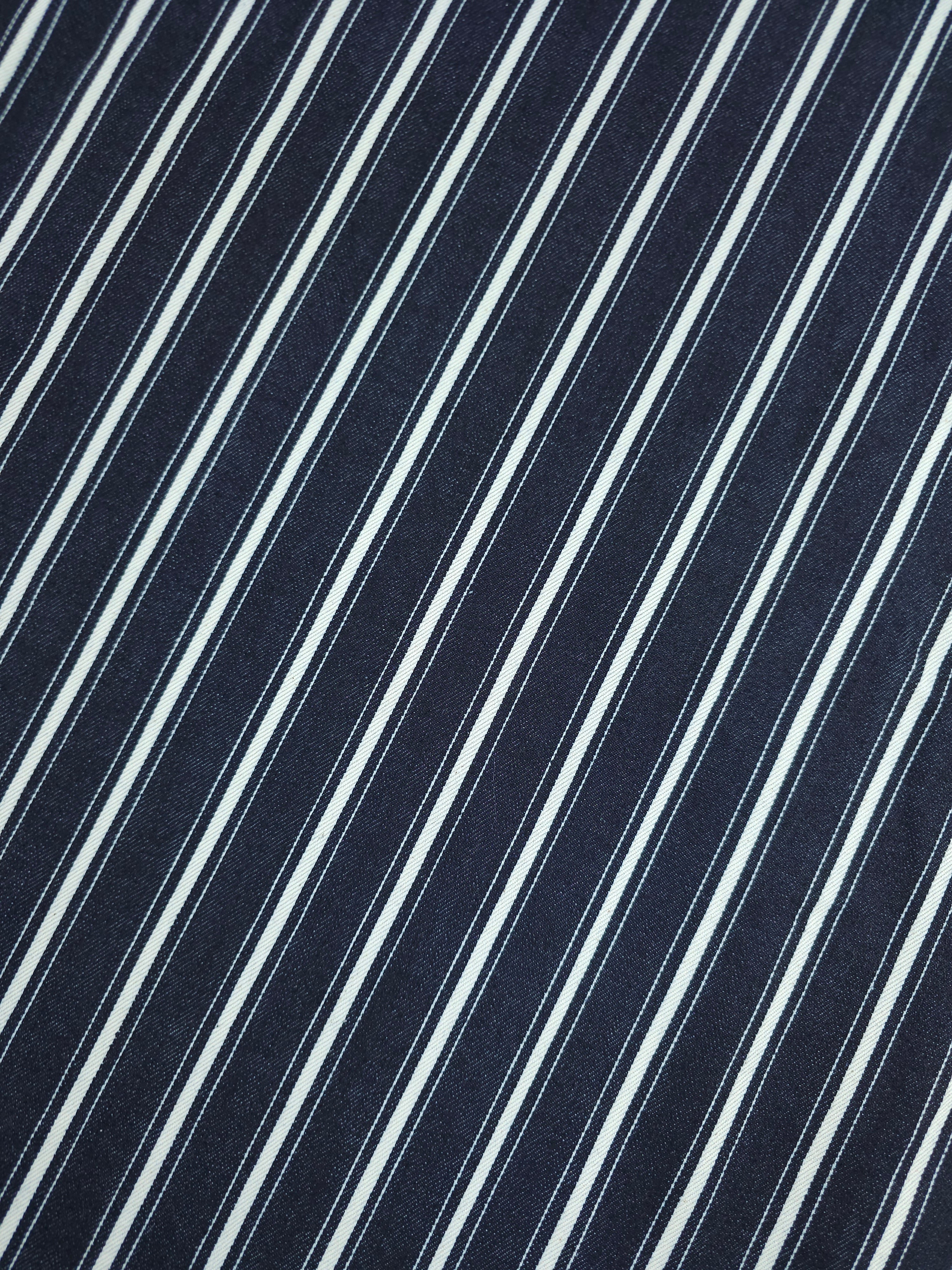 Indigo Navy Retro Stripe Denim