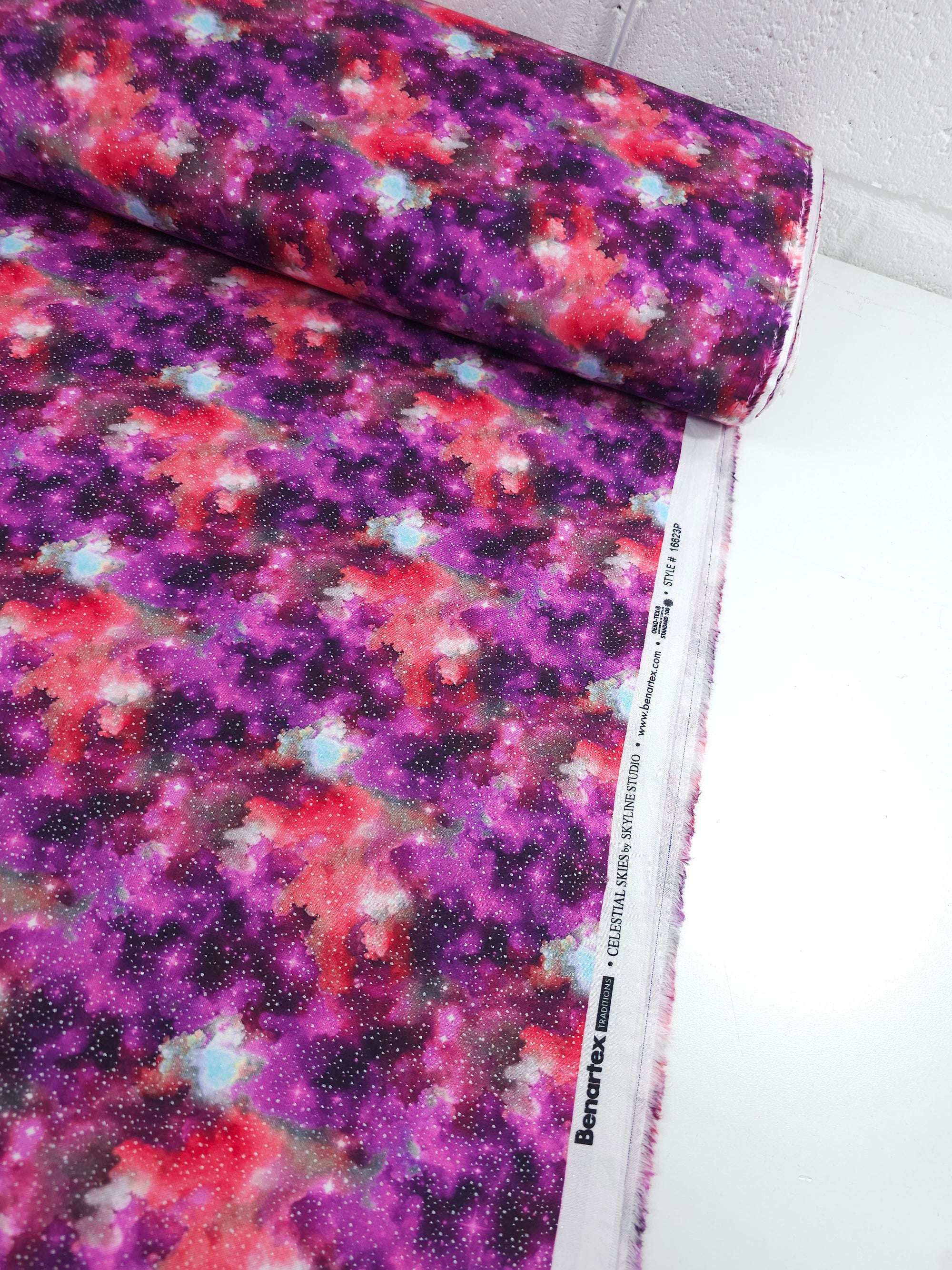 Purple/Pink Silver Diffusion Clouds 100% Cotton - Benartex