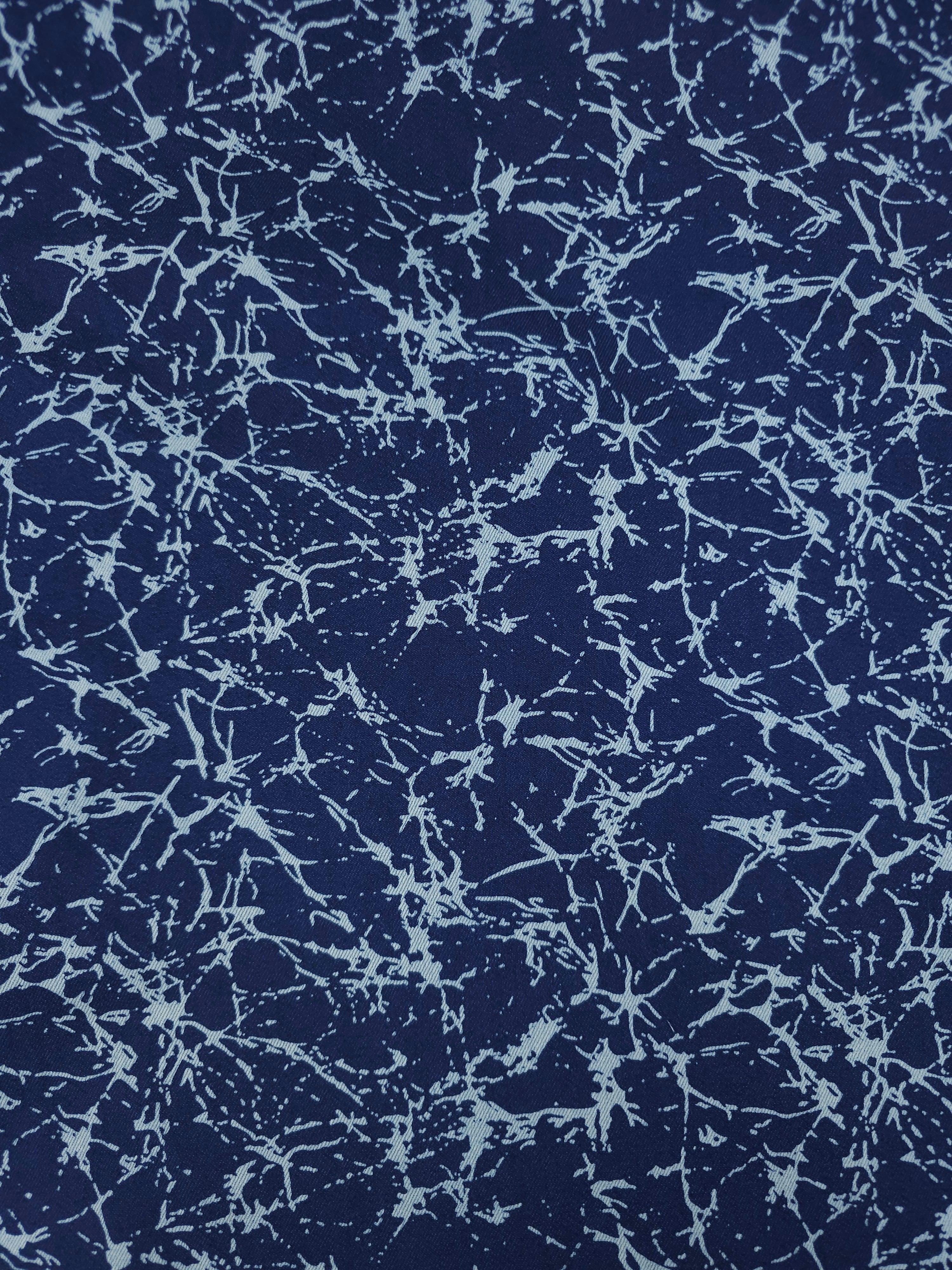 Navy/Light Blue Abstract Web Denim