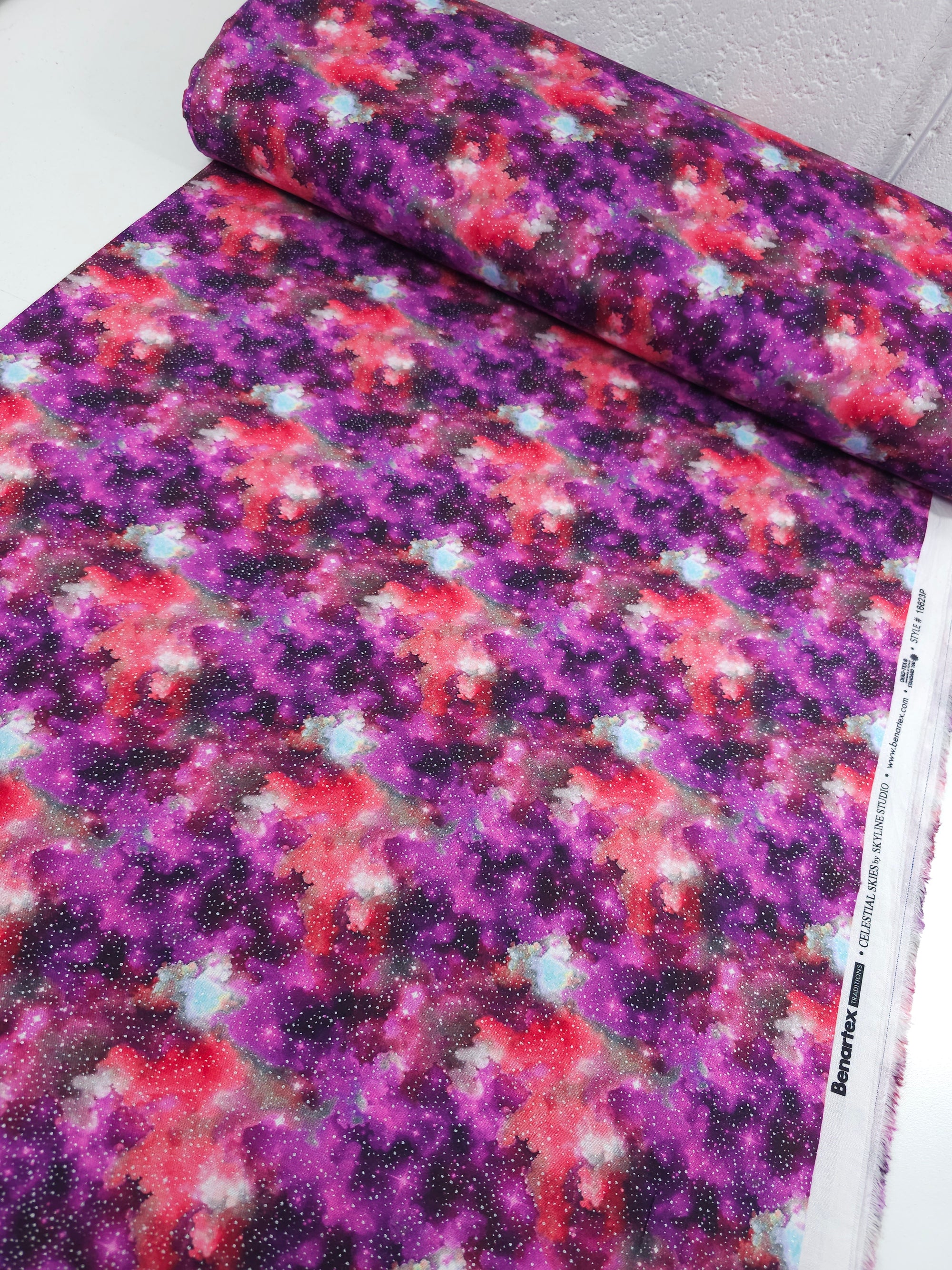 Purple/Pink Silver Diffusion Clouds 100% Cotton - Benartex