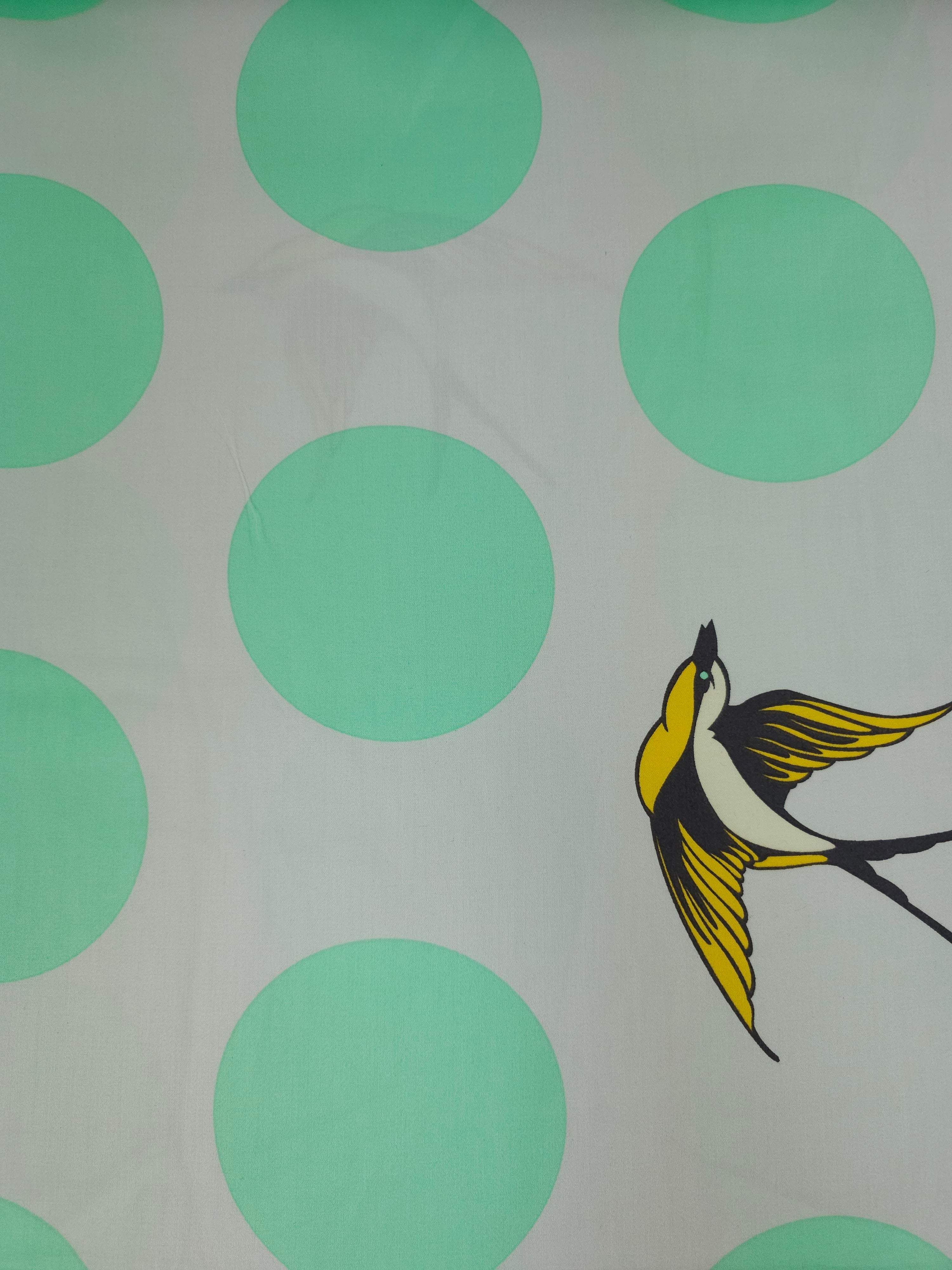 Grey/Mint Free Fall Bird Polka Cotton Sateen 103" - Tula Pink *EXTRA WIDE*