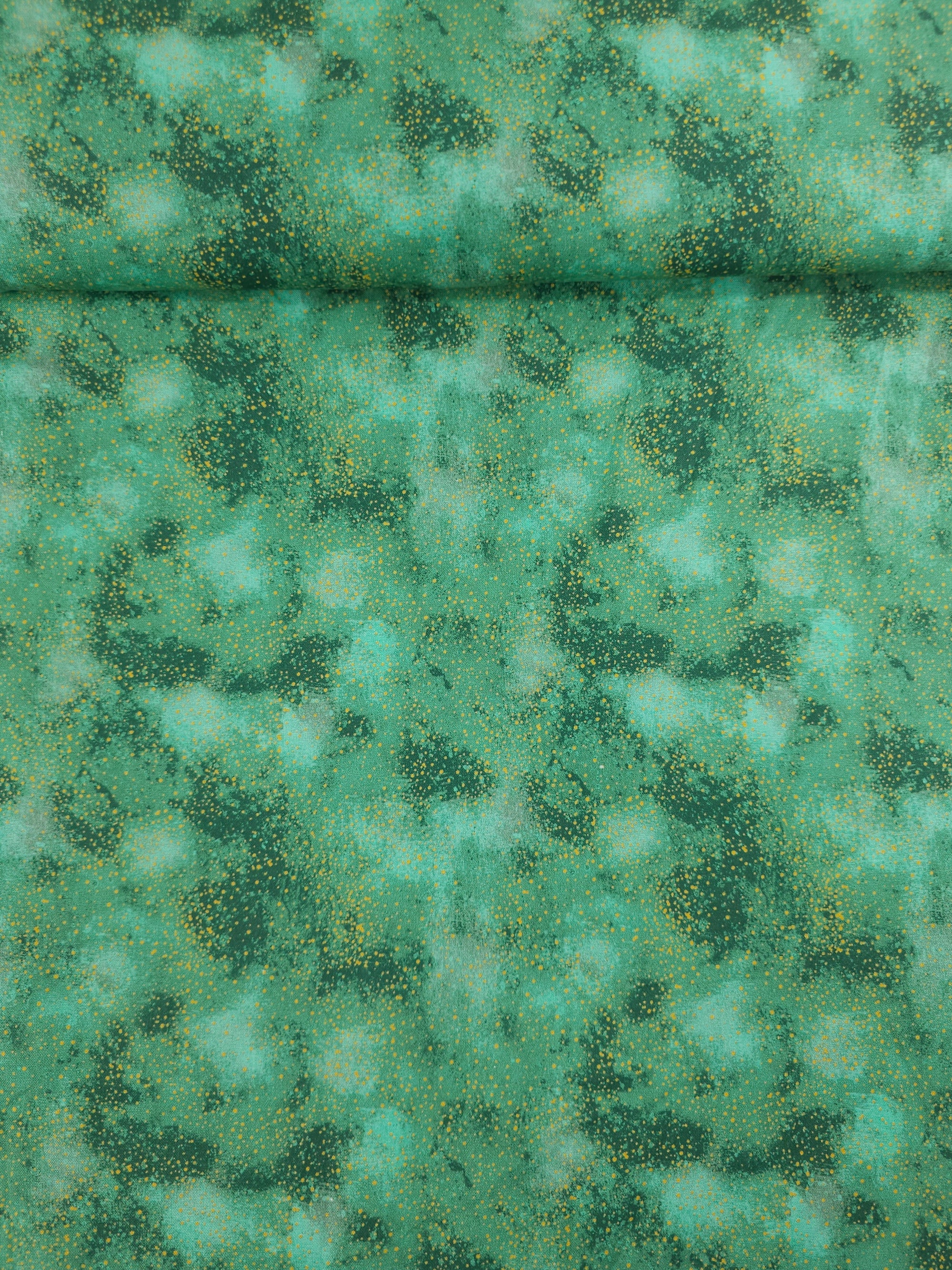 Sage Green/Gold Speckle Clouds 100% Cotton
