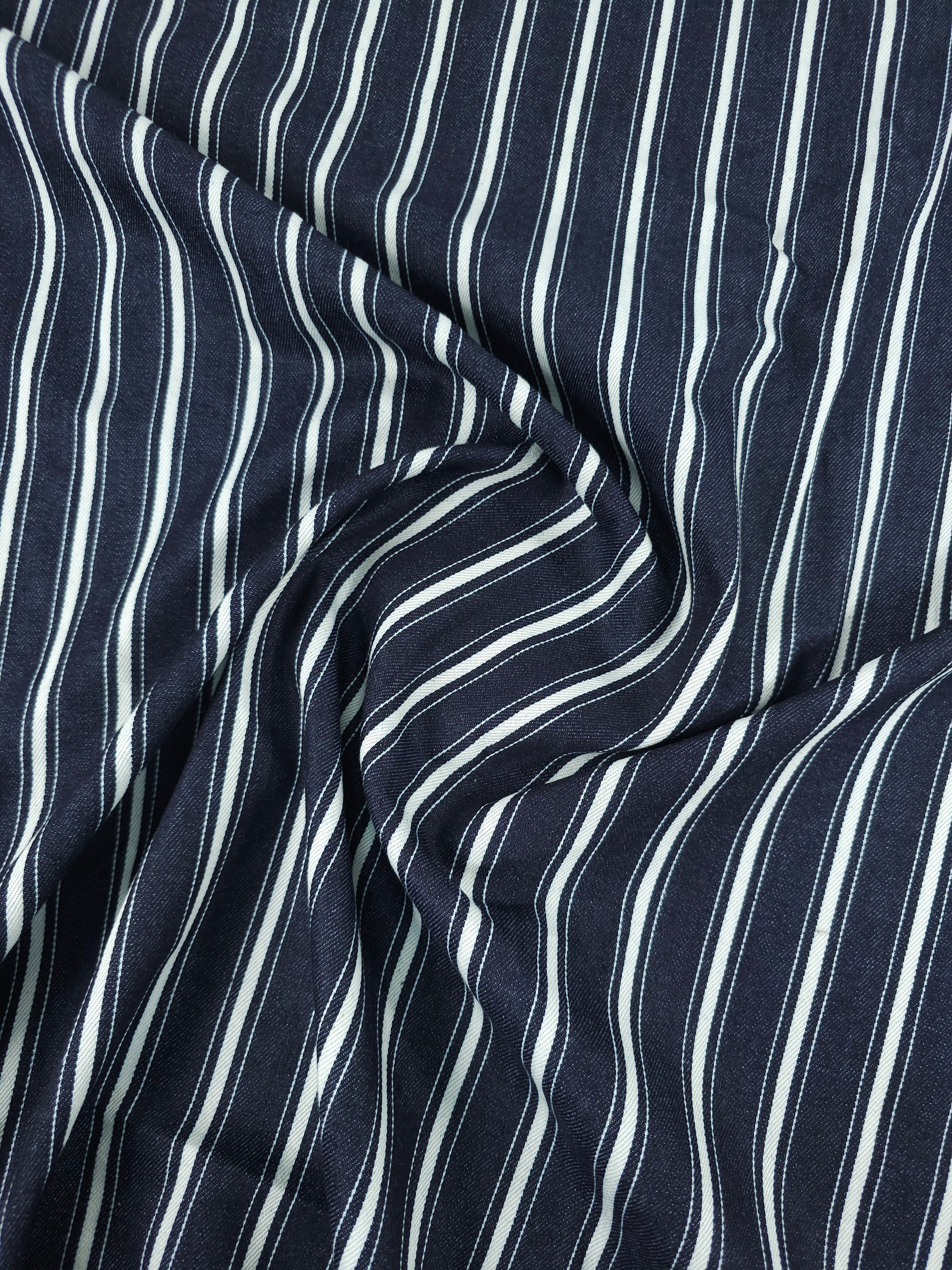 Indigo Navy Retro Stripe Denim
