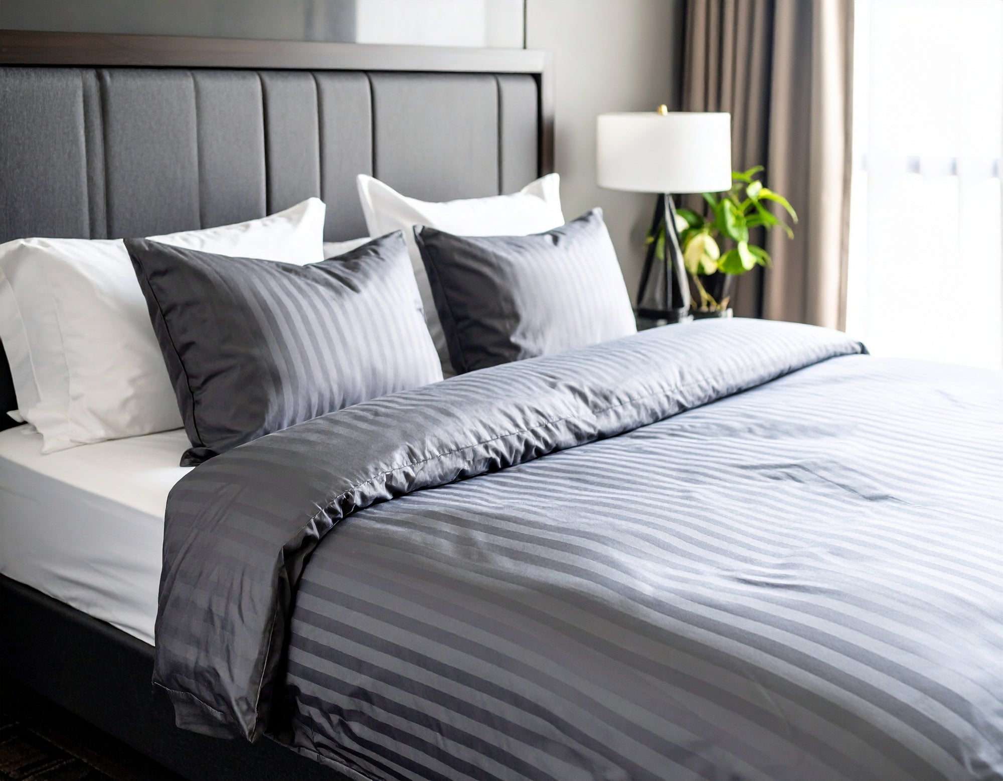 Light Grey Stripe | Duvet Set | 100% Cotton Sateen *READ DESCRIPTION*