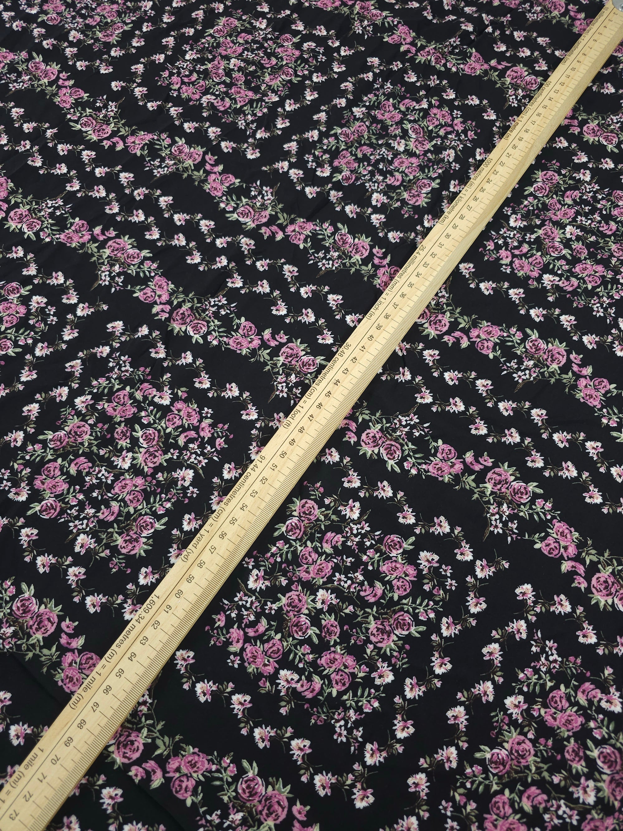 Black/Purple Rose Frame Stripe Viscose