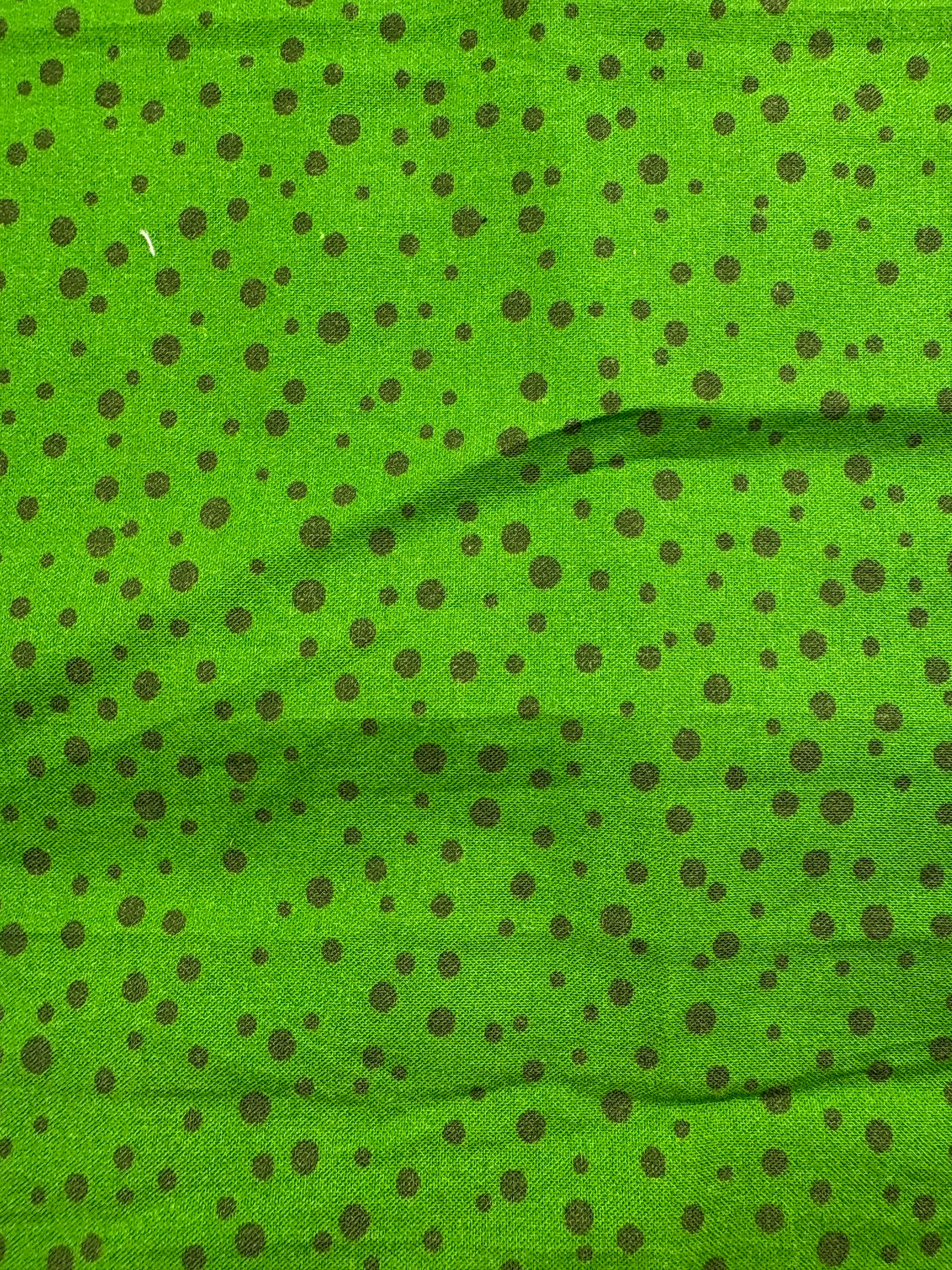 Slime Green Polka 100% Cotton - 1.1m Piece