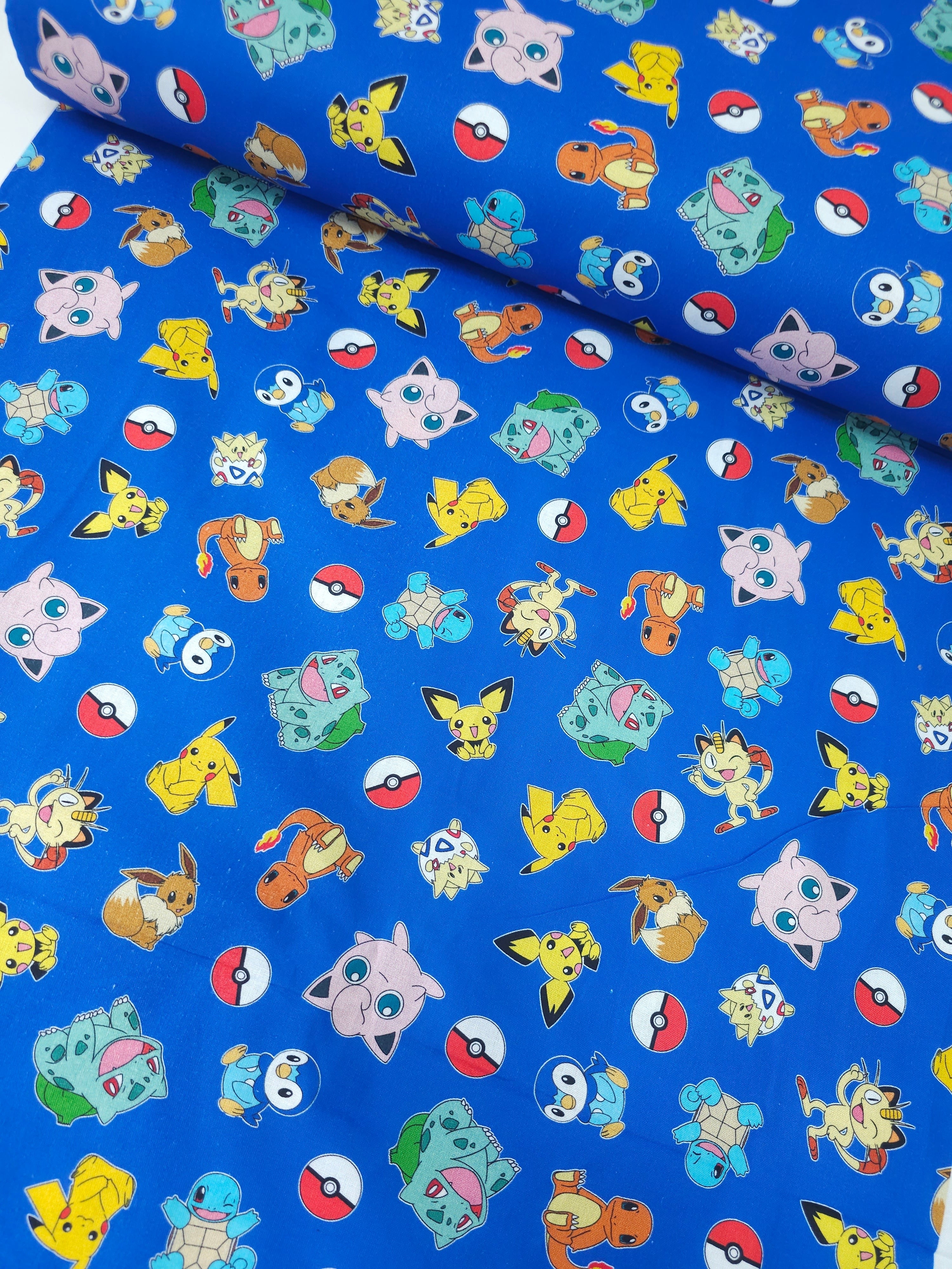 Blue P*O*K*E*M*O*N Characters 100% Cotton