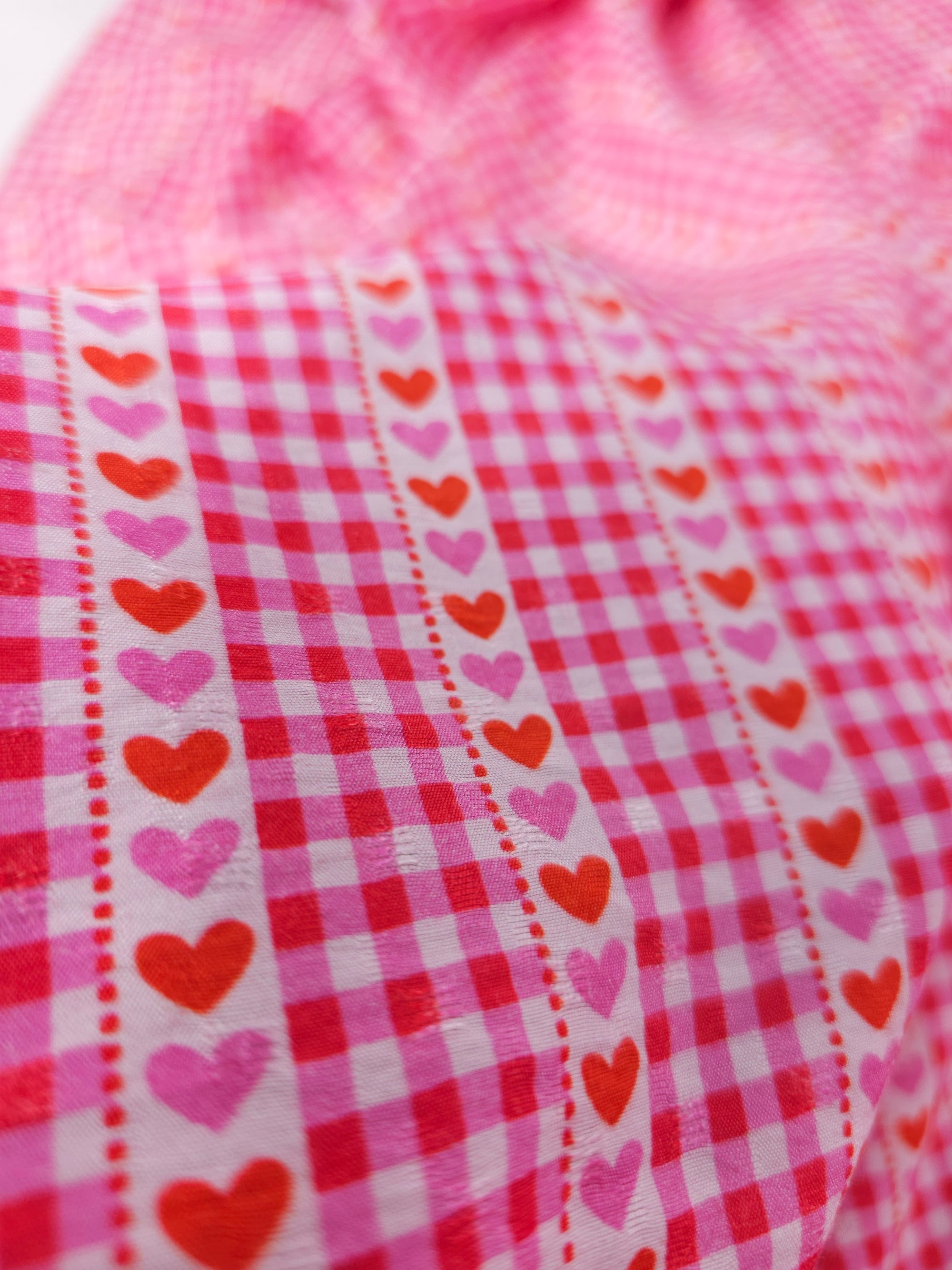 Pink Hearts Gingham Viscose Modal