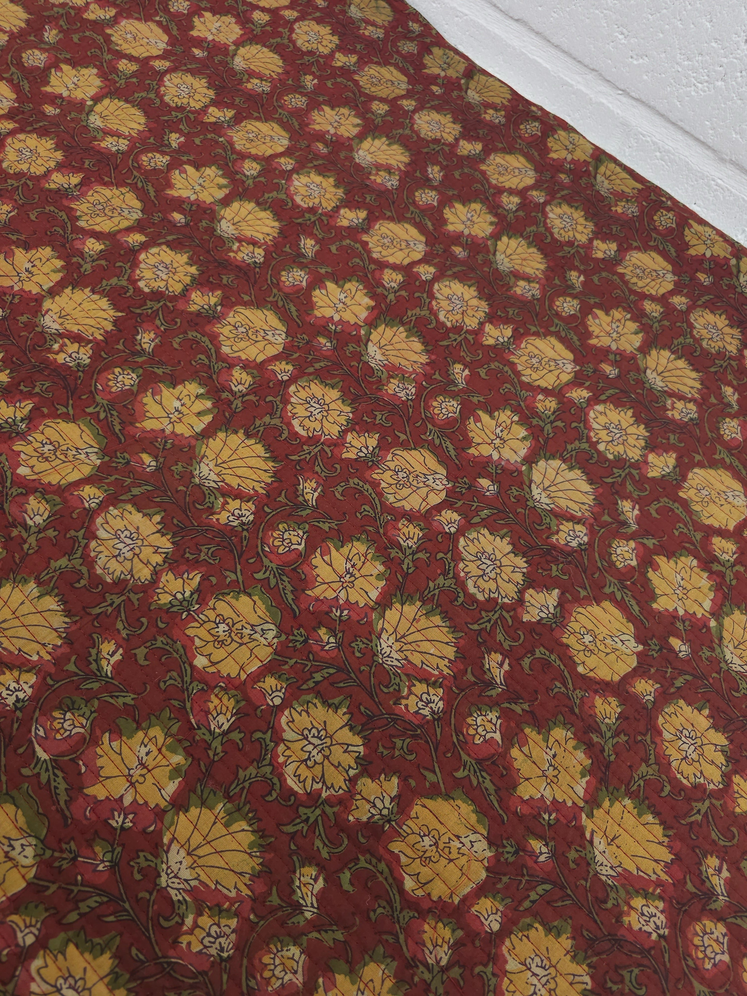 Wine Vintage Floral Quilted Block Print
