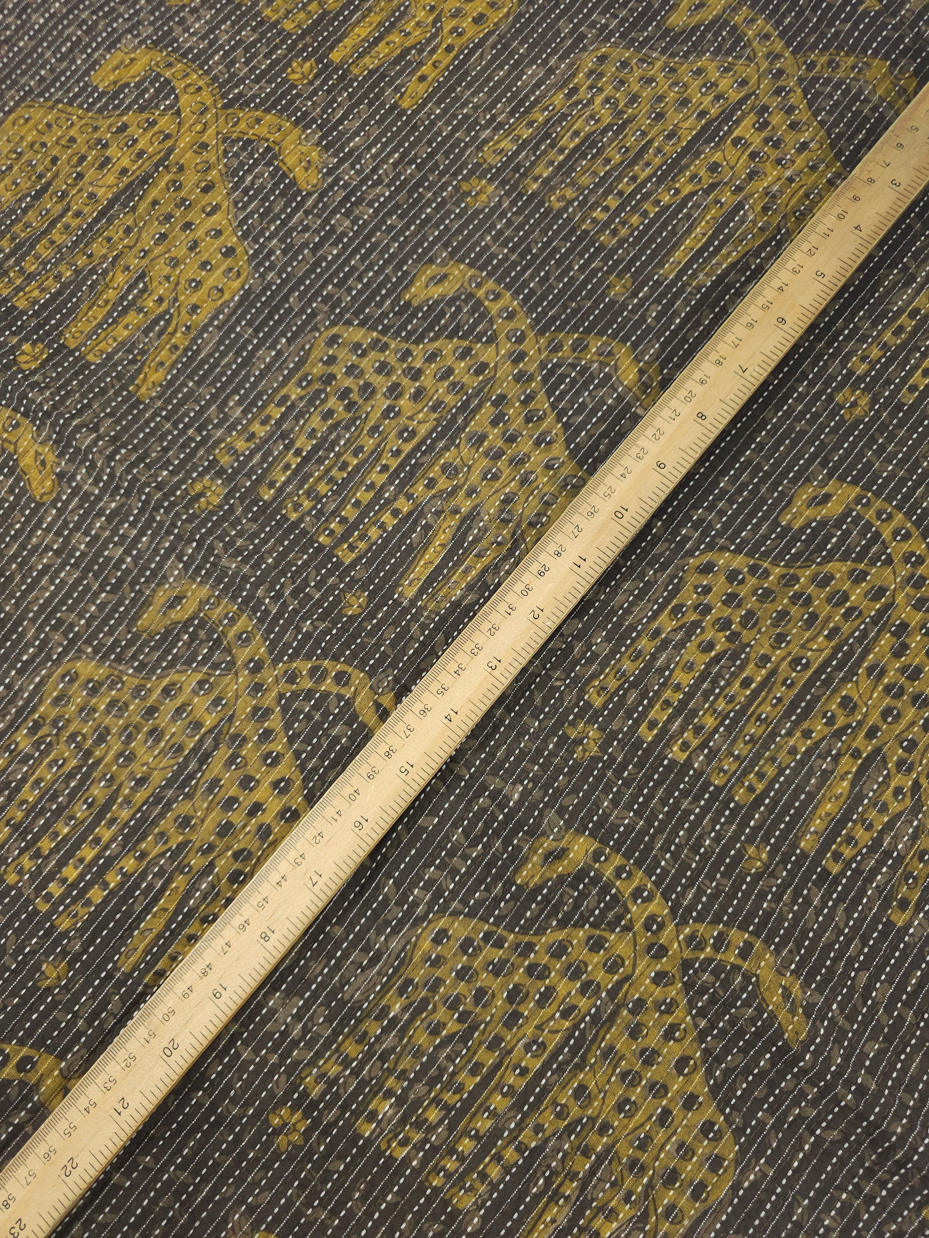 Brown Giraffe Quilted Block Print