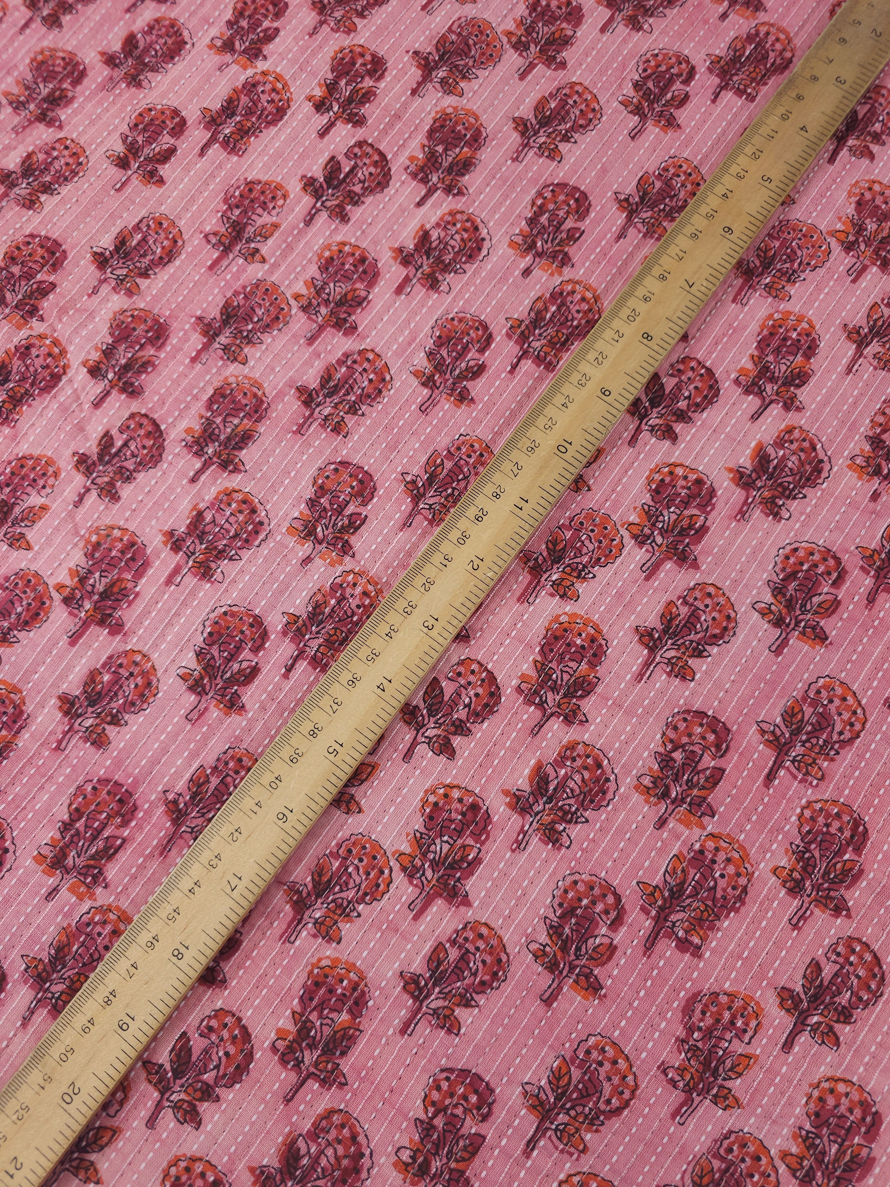 Powder Pink Puff Floral Quilted Block Print